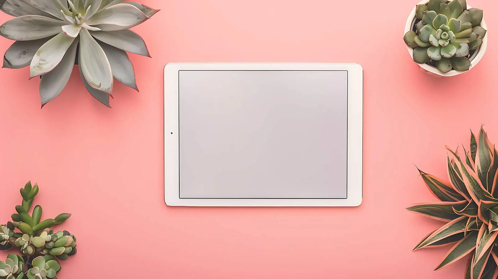 Blank Tablet Screen on Pastel Coral Background — free download from Dotvec