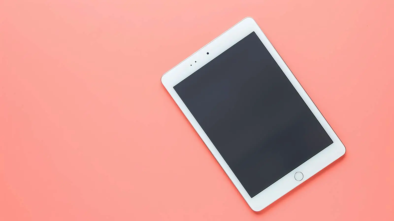 Blank Tablet Screen on Neutral Coral Background — free download from Dotvec