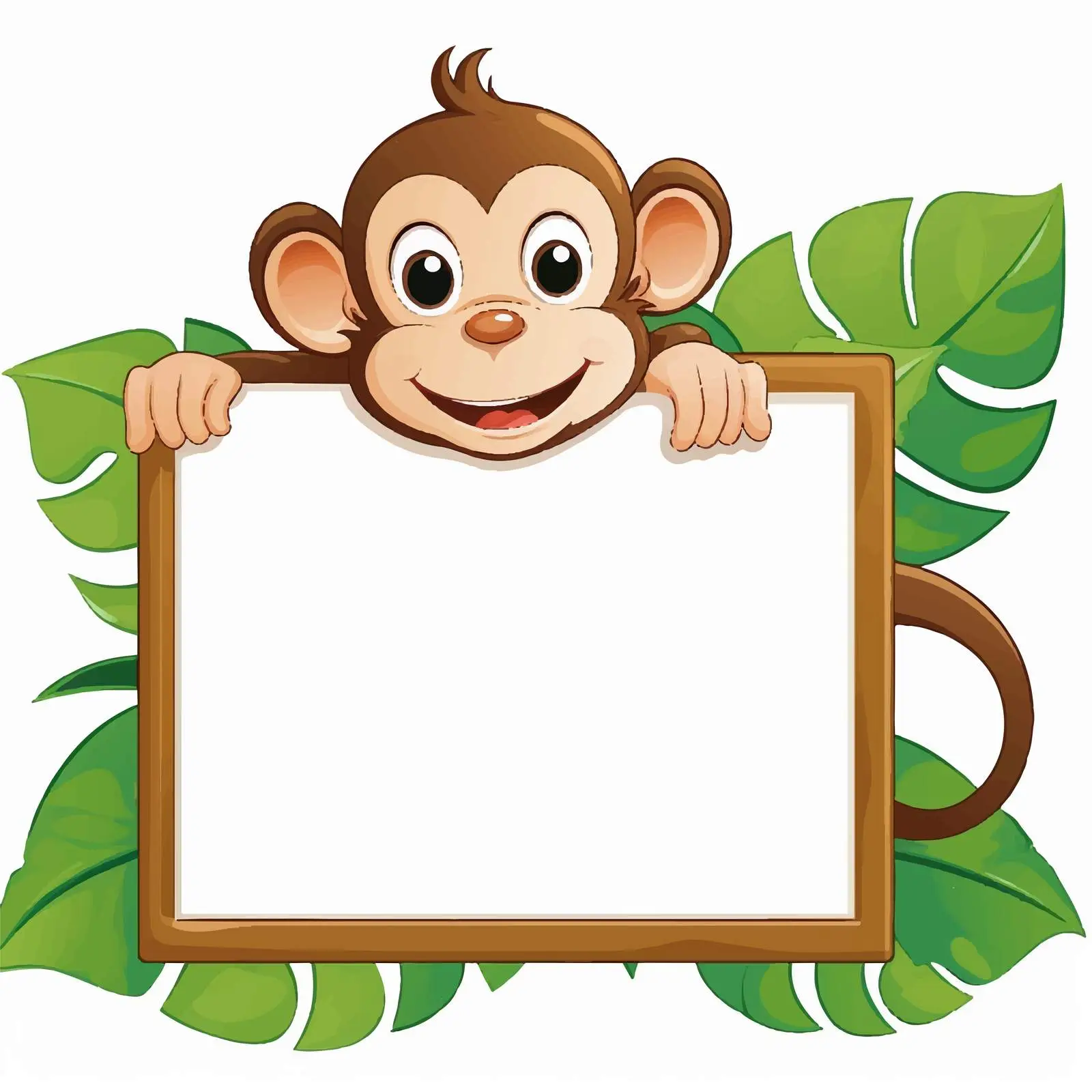 Cute Monkey Blank Sign Template on White Background — free download from Dotvec