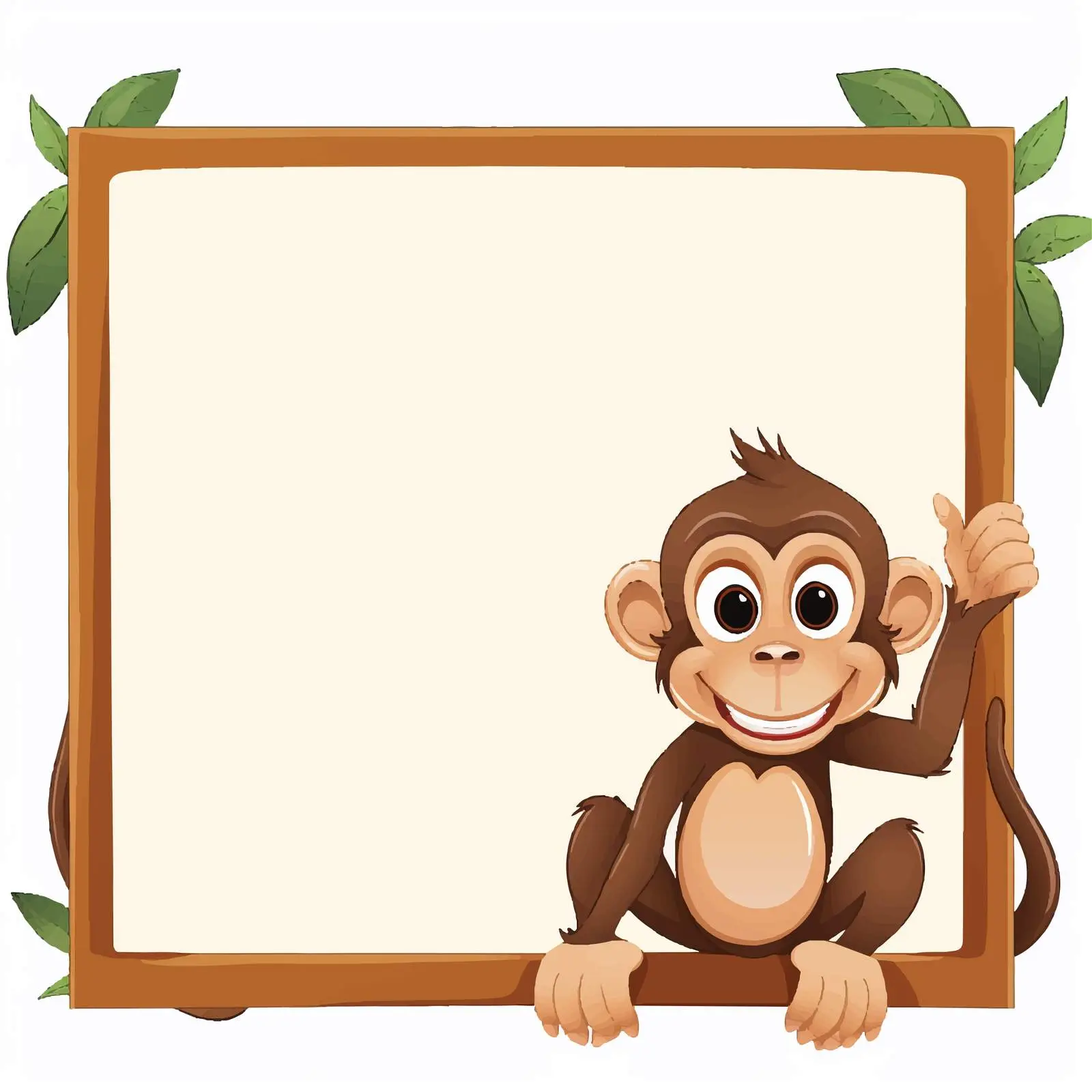 Cute Monkey Sign Template on White Background — free download from Dotvec