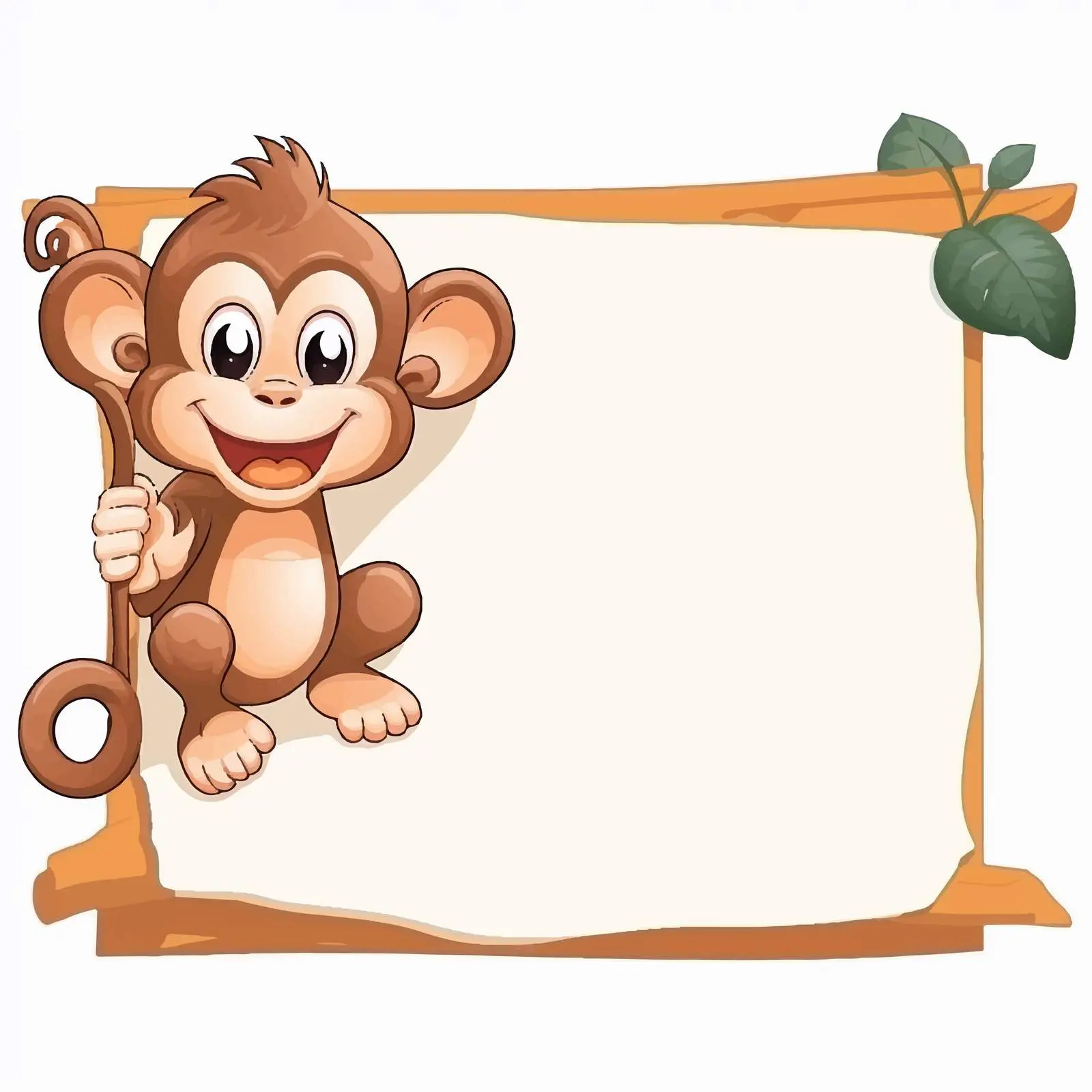 Cute Monkey Blank Sign Template on White Background — free download from Dotvec