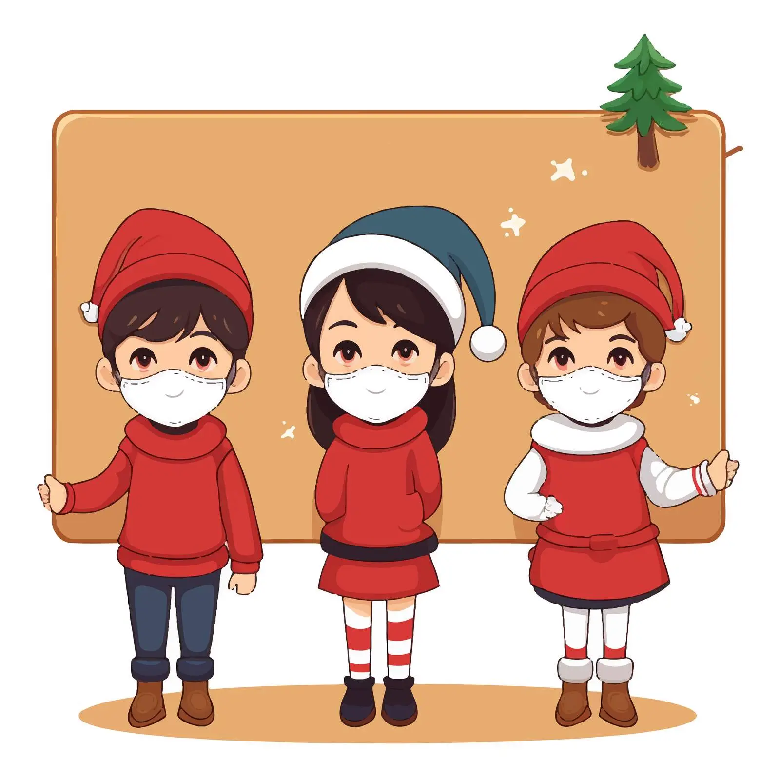 Merry Christmas 2020 Wooden Board Design — free download from Dotvec