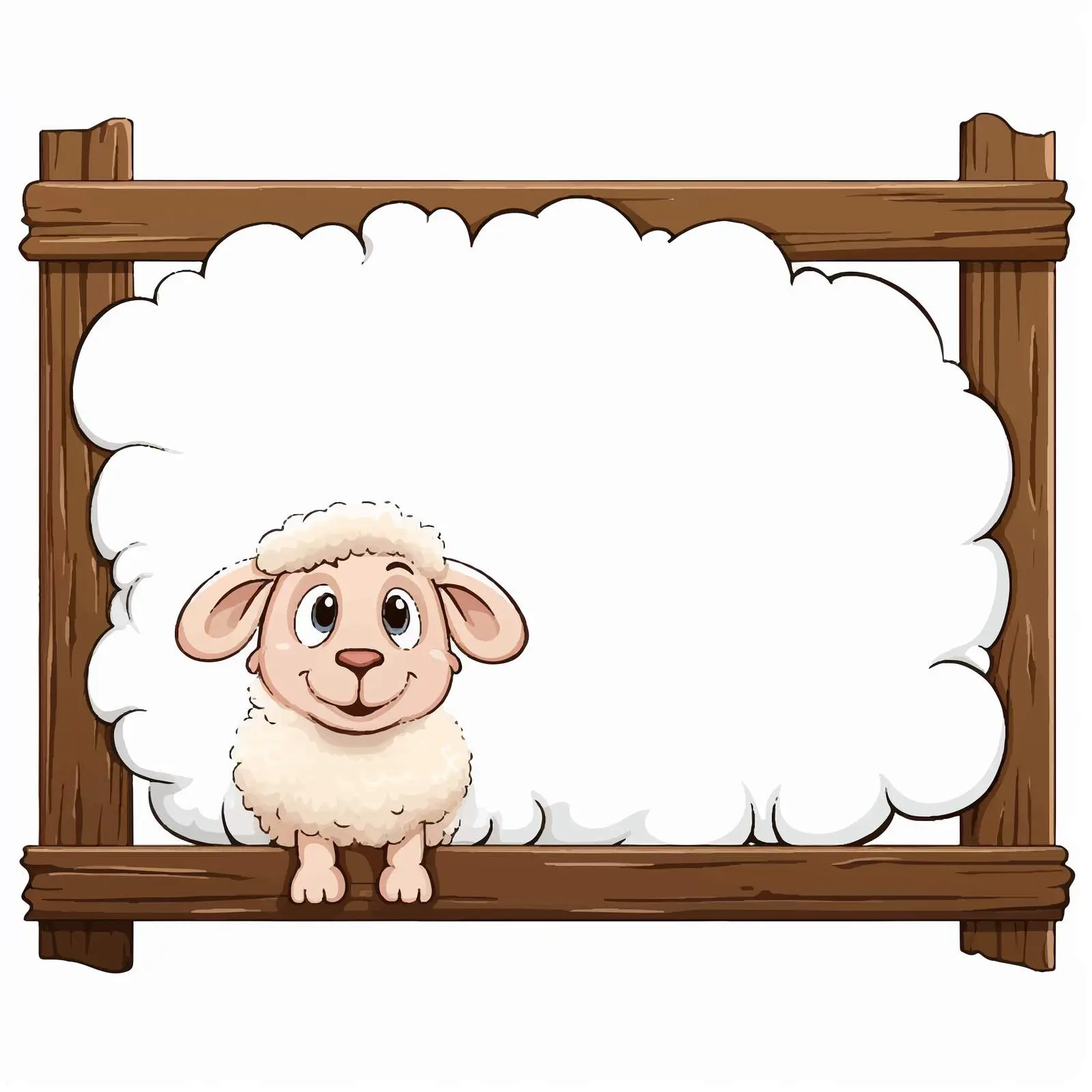 Cute Sheep Illustration on Wooden Signboard — free download from Dotvec
