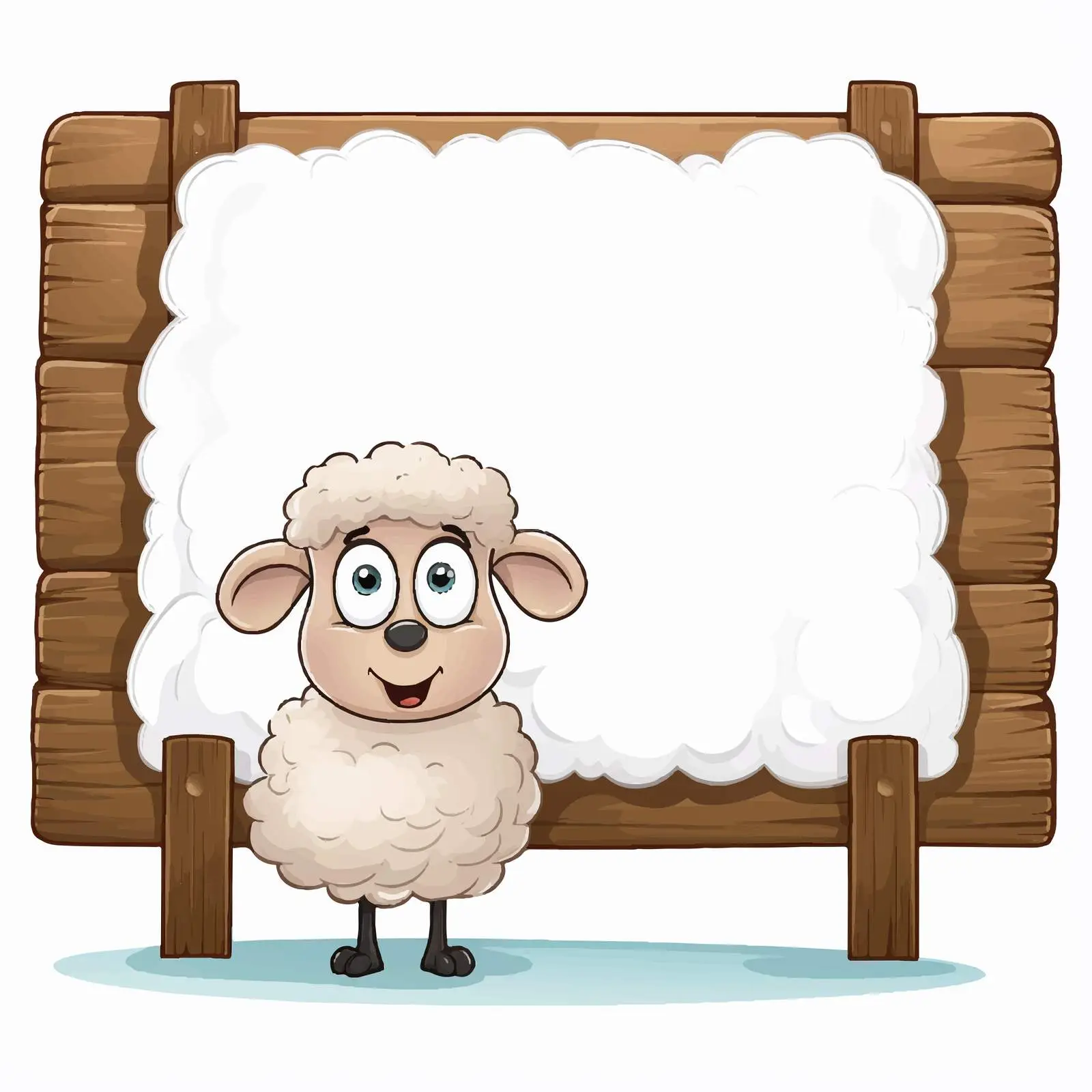 Cute Sheep Illustration on Wooden Signboard Vector — free download from Dotvec