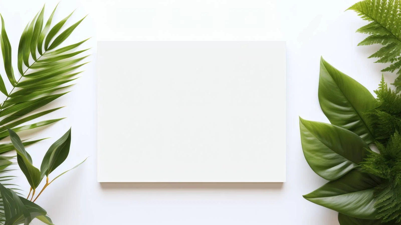 Green Plants and Blank Card on White Background — free download from Dotvec