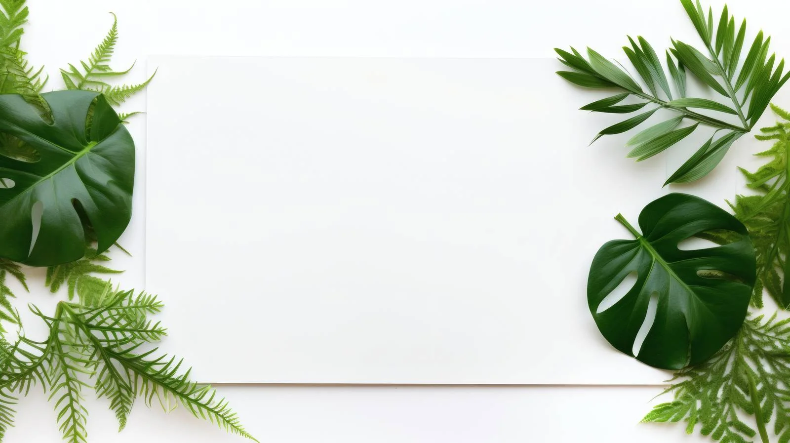Elegant Blank Card with Lush Green Plants on White Background — free download from Dotvec