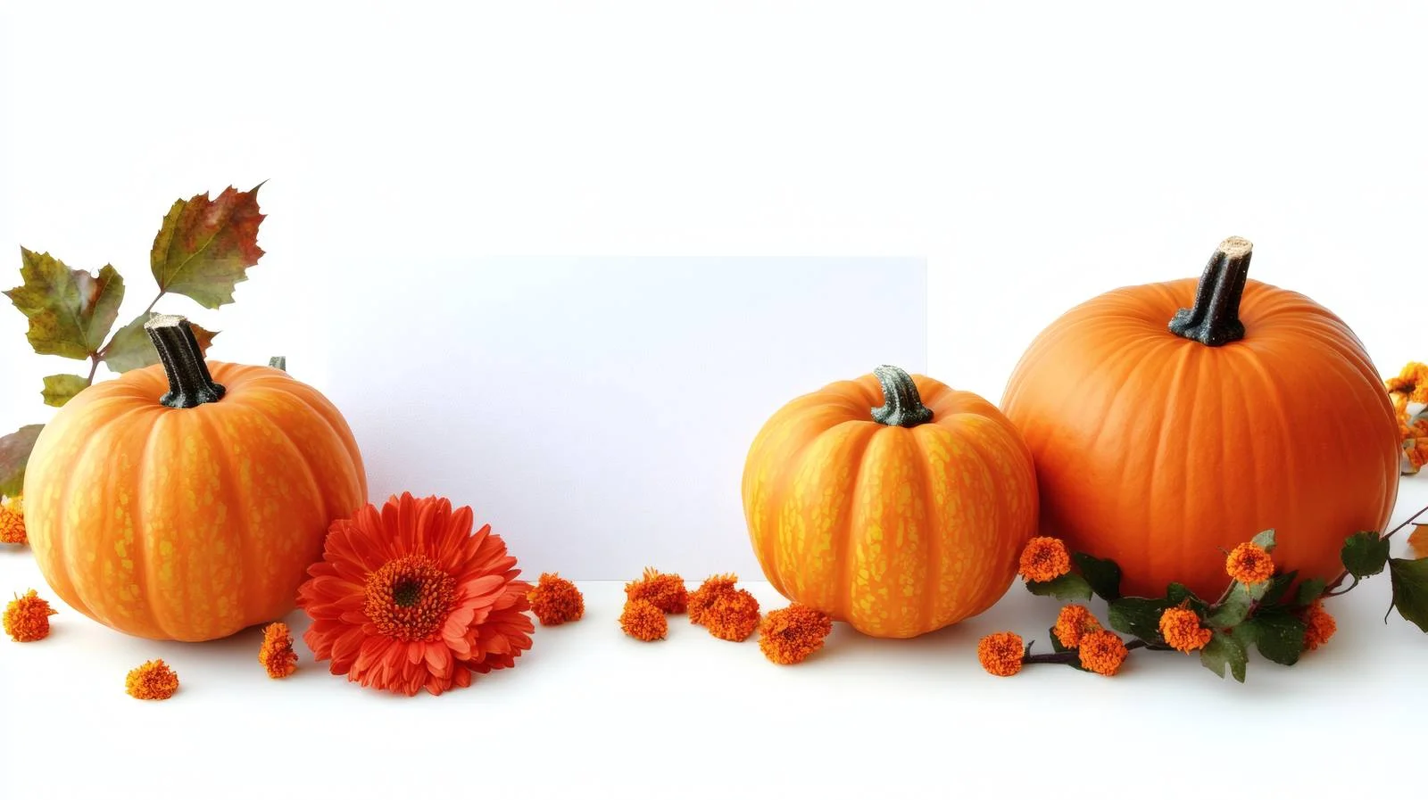 Autumn Pumpkin and Floral Blank Card — free download from Dotvec