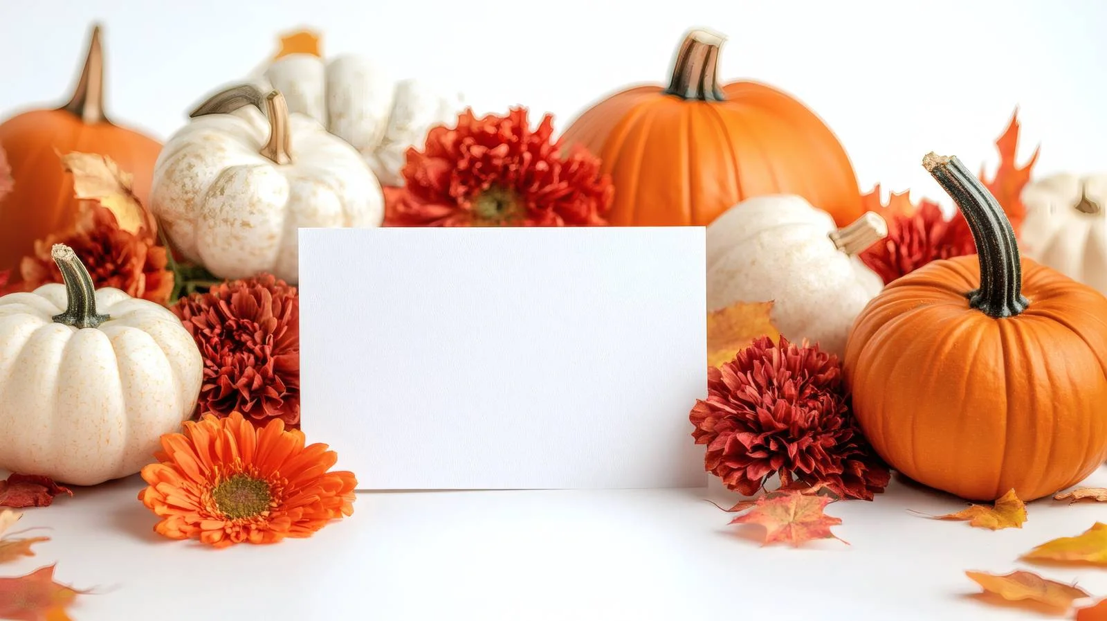Autumn Pumpkins and Flowers on White Background — free download from Dotvec