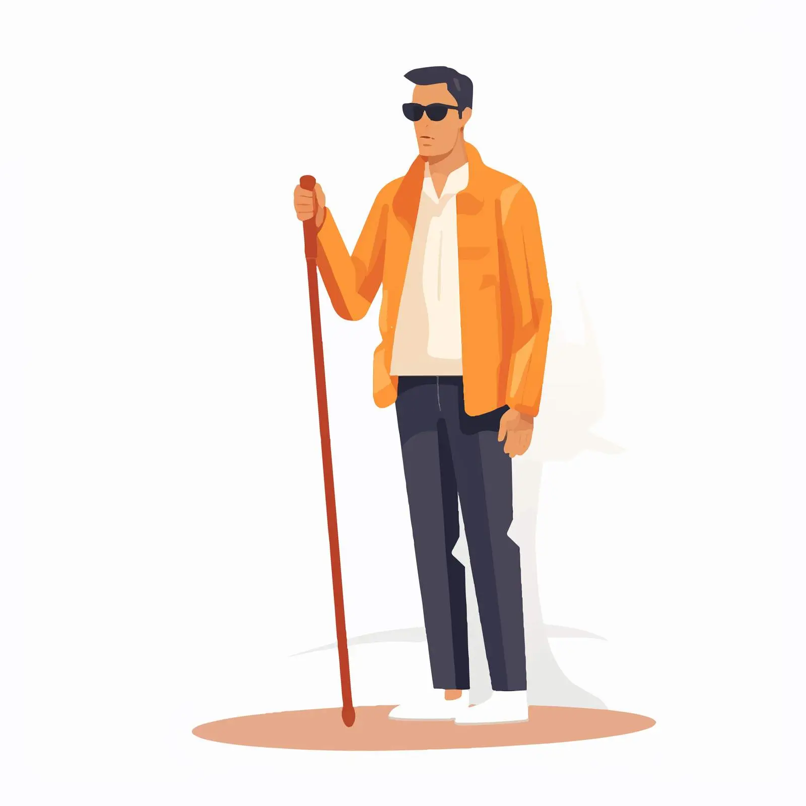 Blind Man with Sunglasses and Cane Illustration — free download from Dotvec