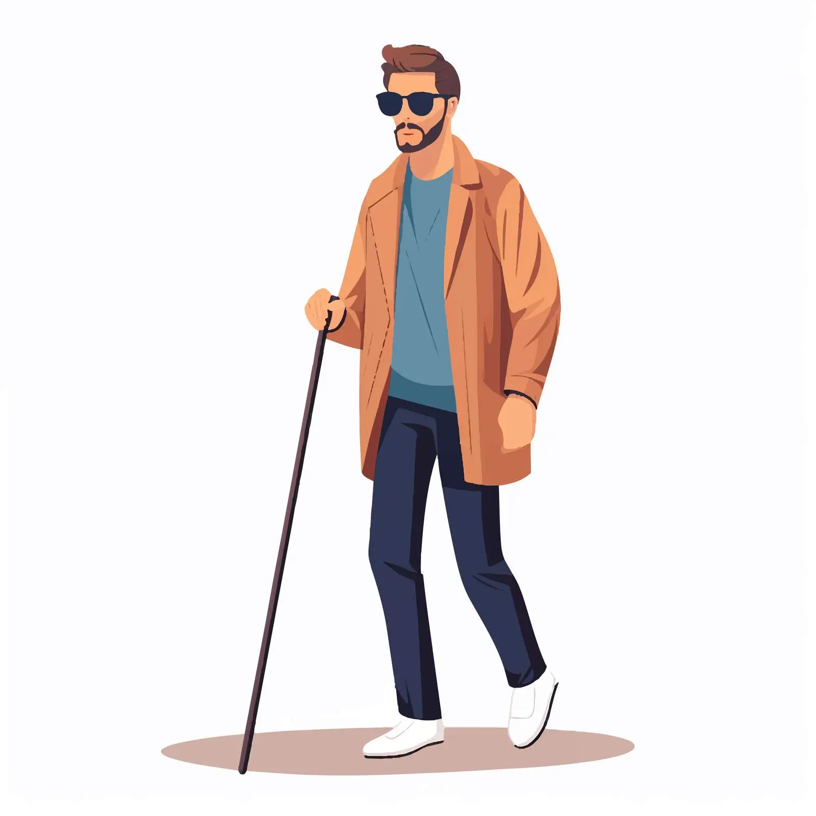 Blind Man with Sunglasses and Cane Vector — free download from Dotvec