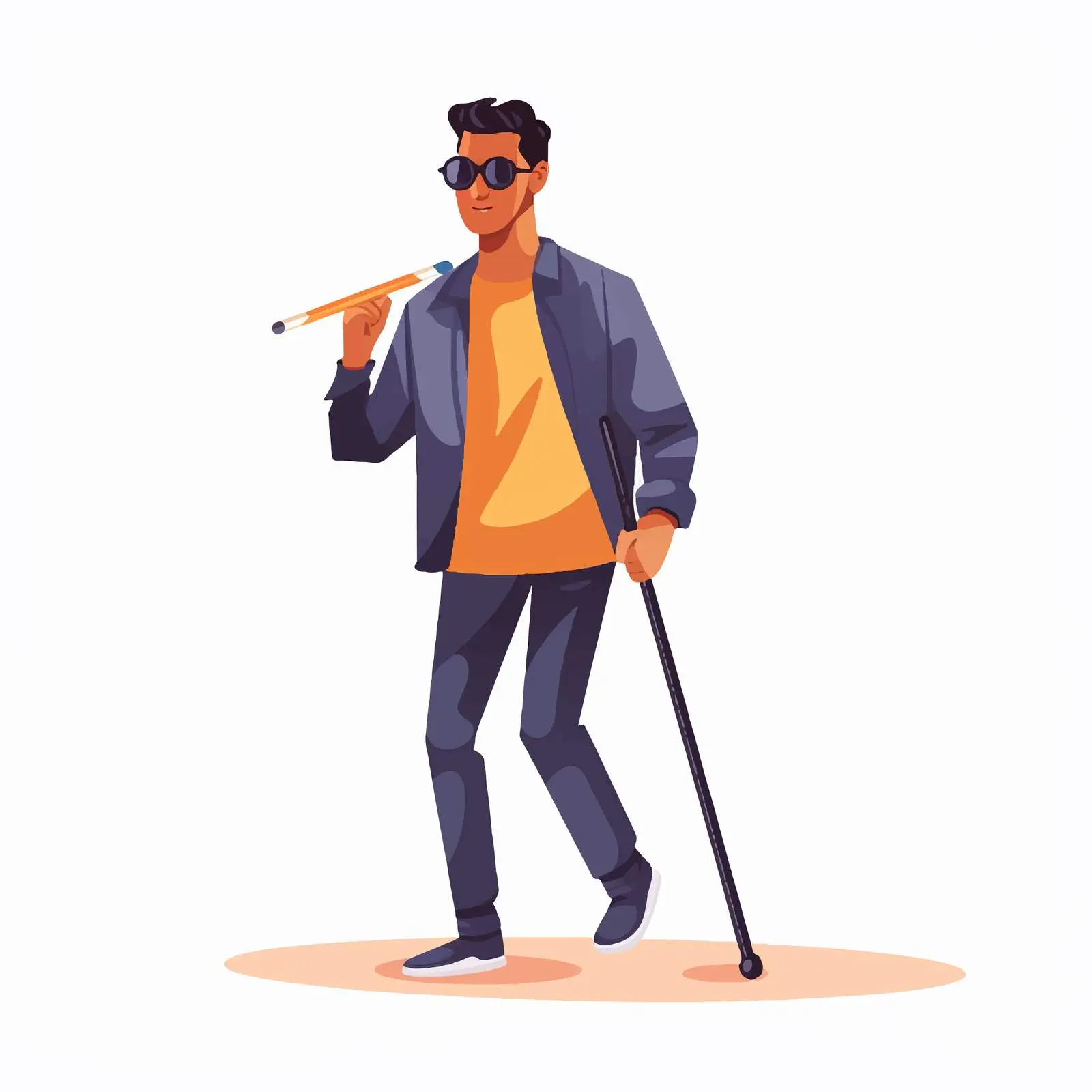 Blind Man with Cane and Sunglasses Vector — free download from Dotvec