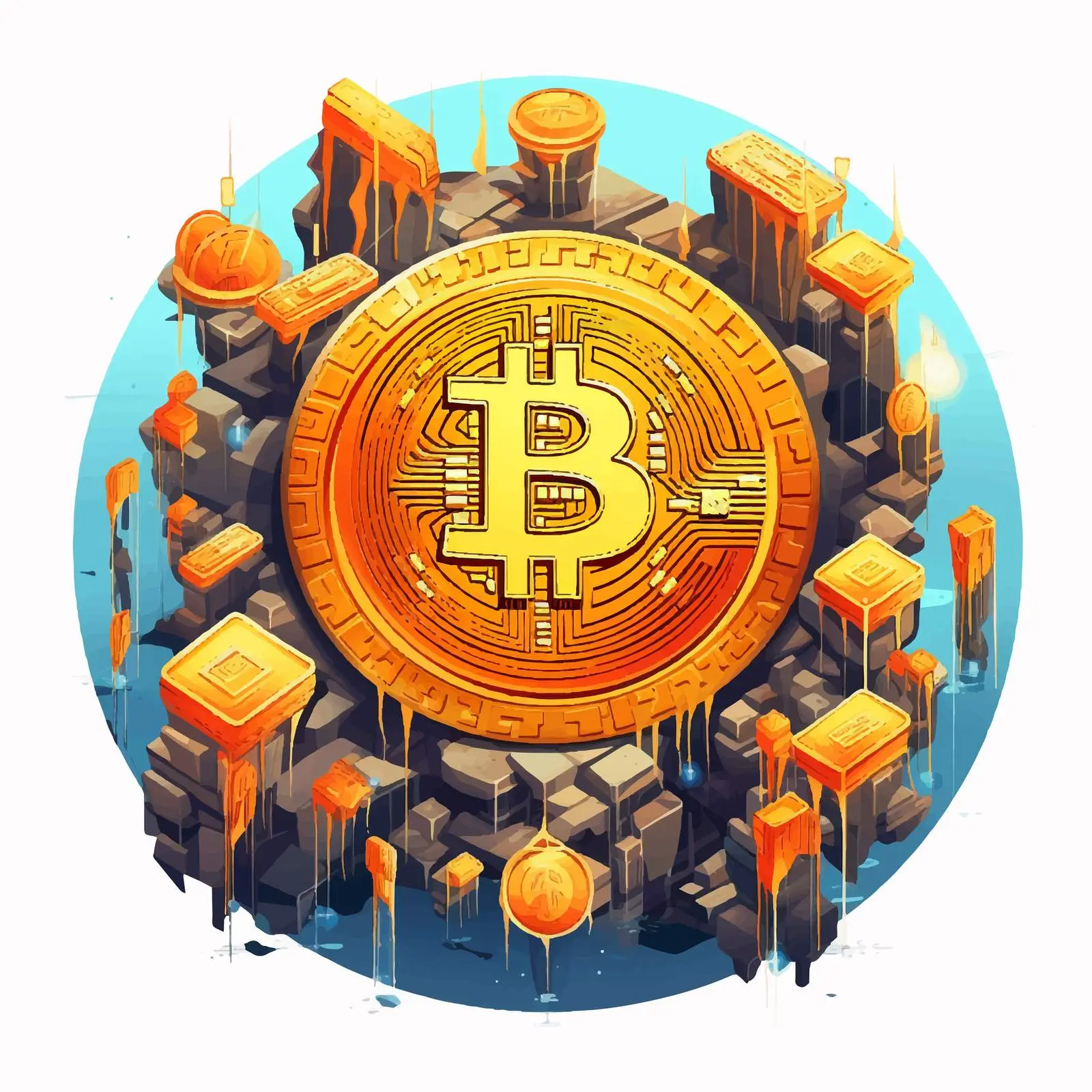 Blockchain and Bitcoin Technology Concept Illustration — free download from Dotvec