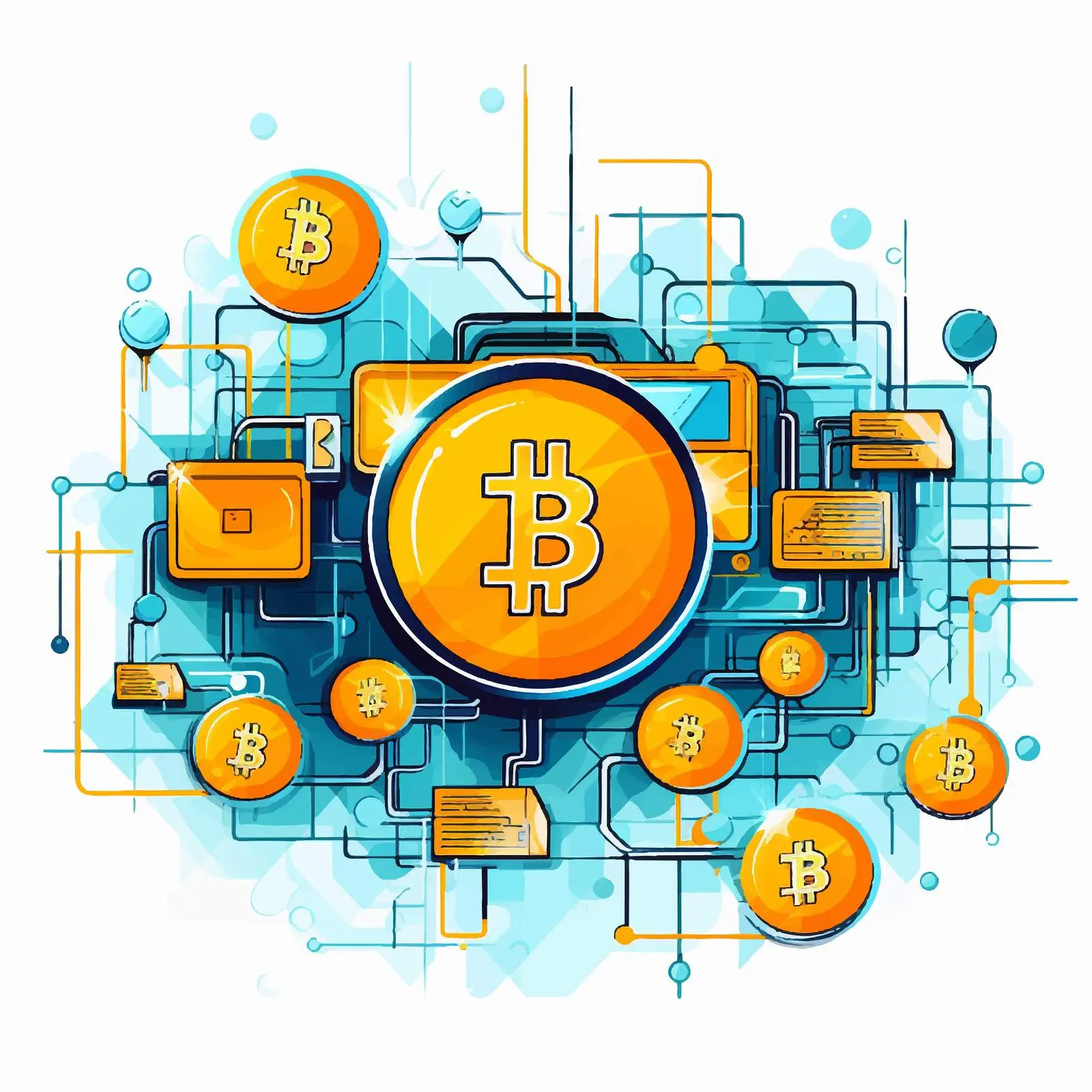 Blockchain and Bitcoin Technology Concept Vector Illustration – free crypt image from Dotvec