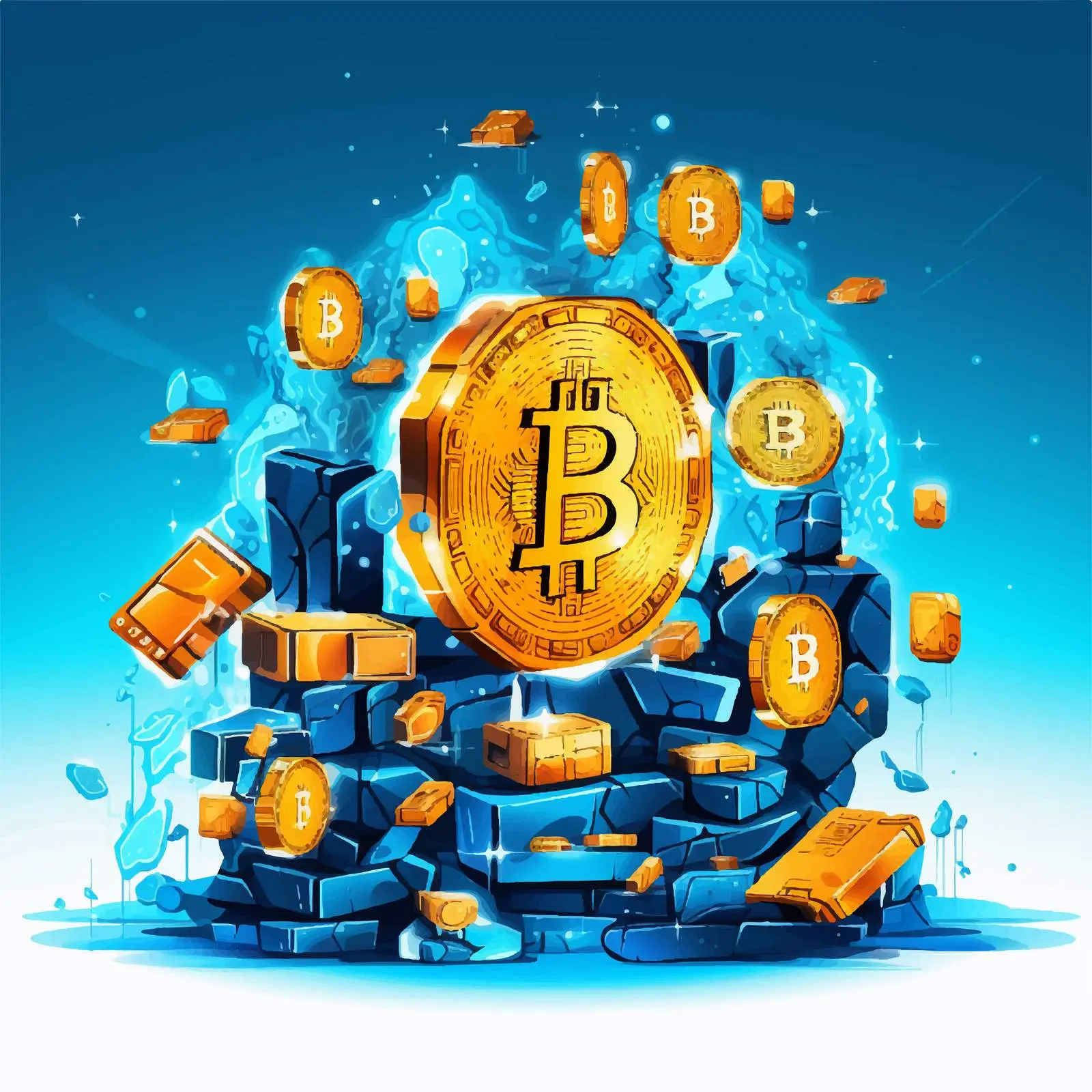 Blockchain and Bitcoin Technology Concept Illustration – free pay image from Dotvec