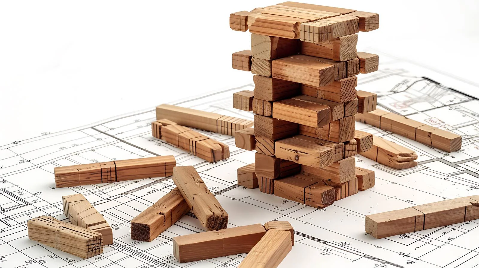 Jenga Tower on Factory Blueprint — free download from Dotvec