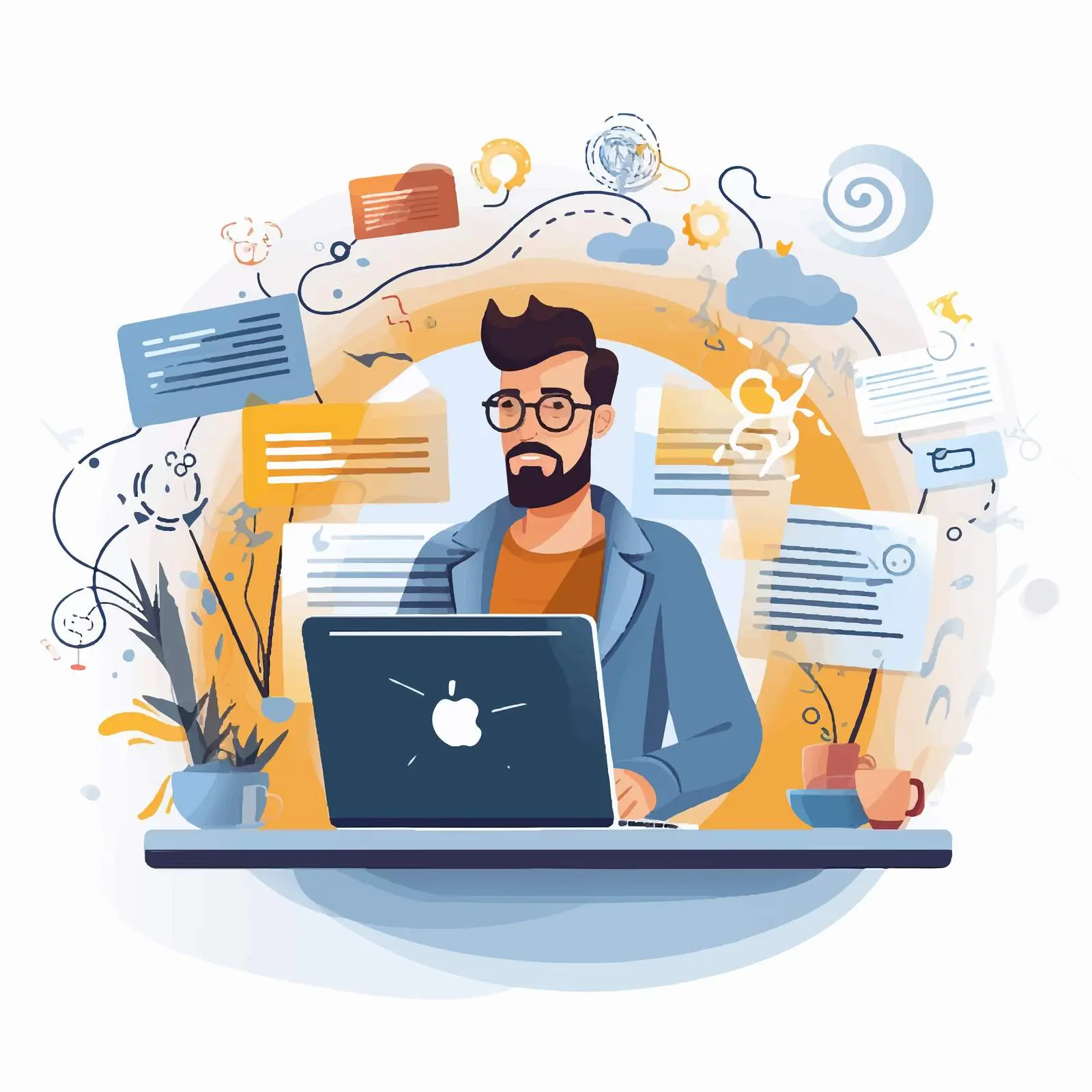 Modern Blog Management Design Vector Illustration — free download from Dotvec