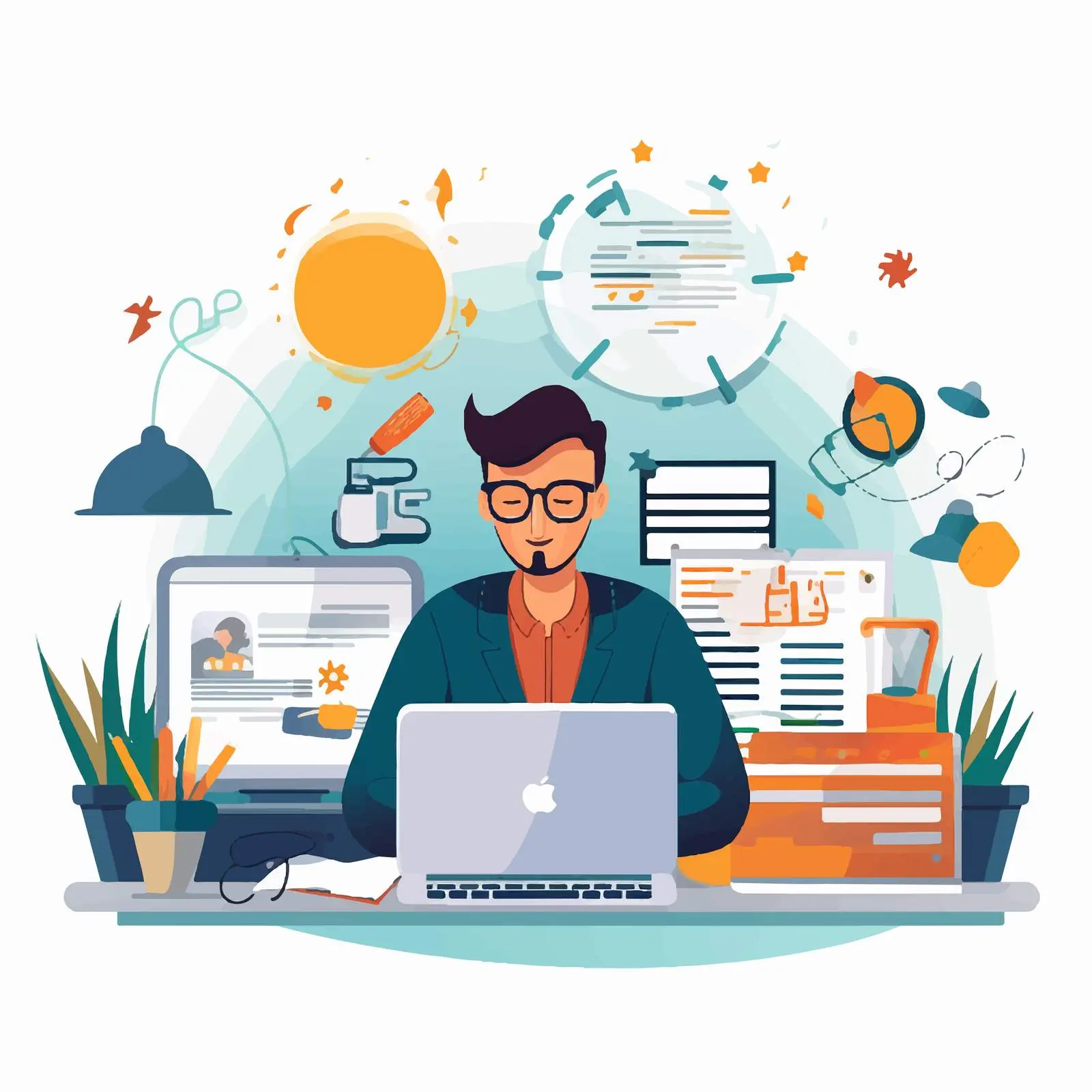 Blog Management Design Vector Illustration – free web development image from Dotvec