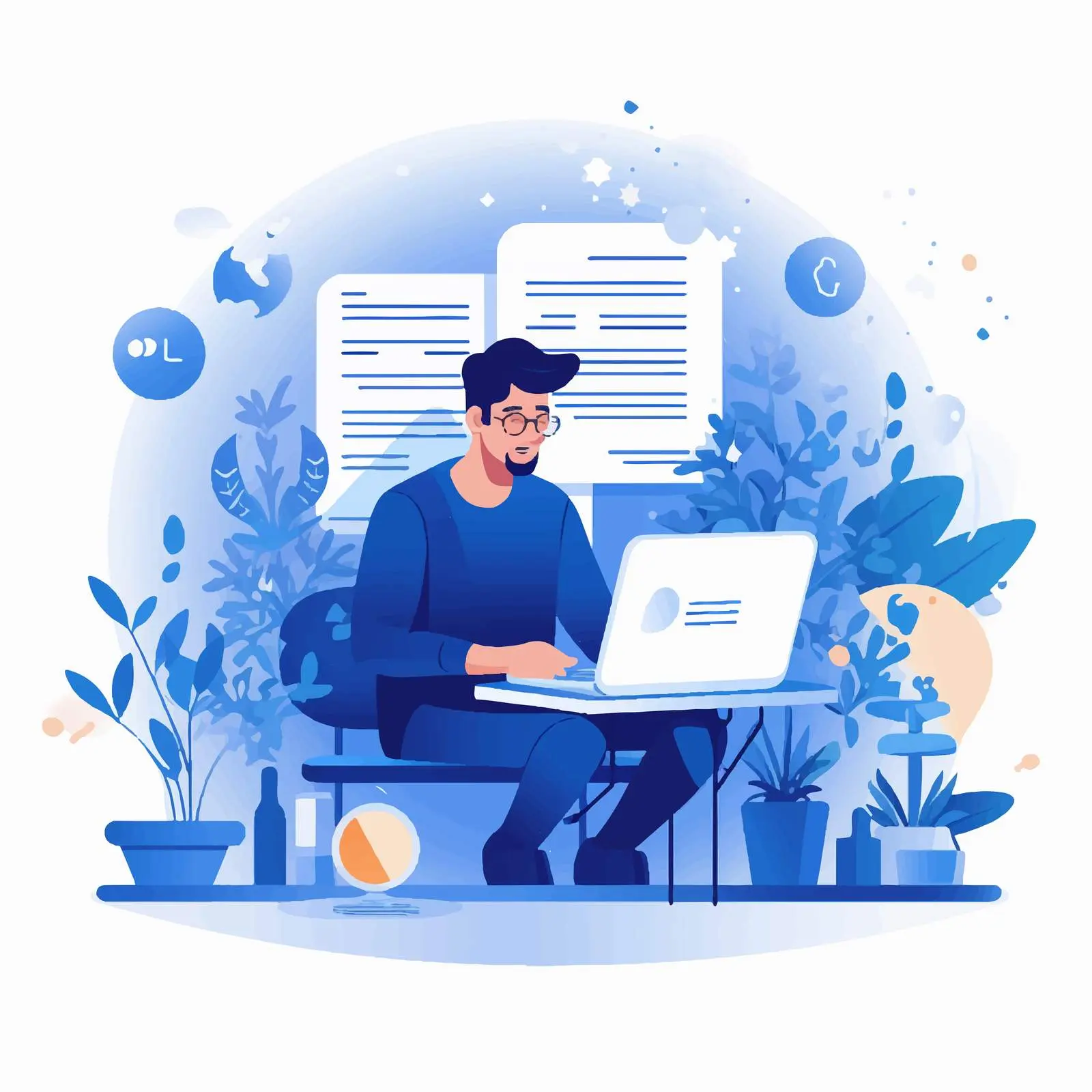 Blogger Creating New Post at Computer – free web development image from Dotvec