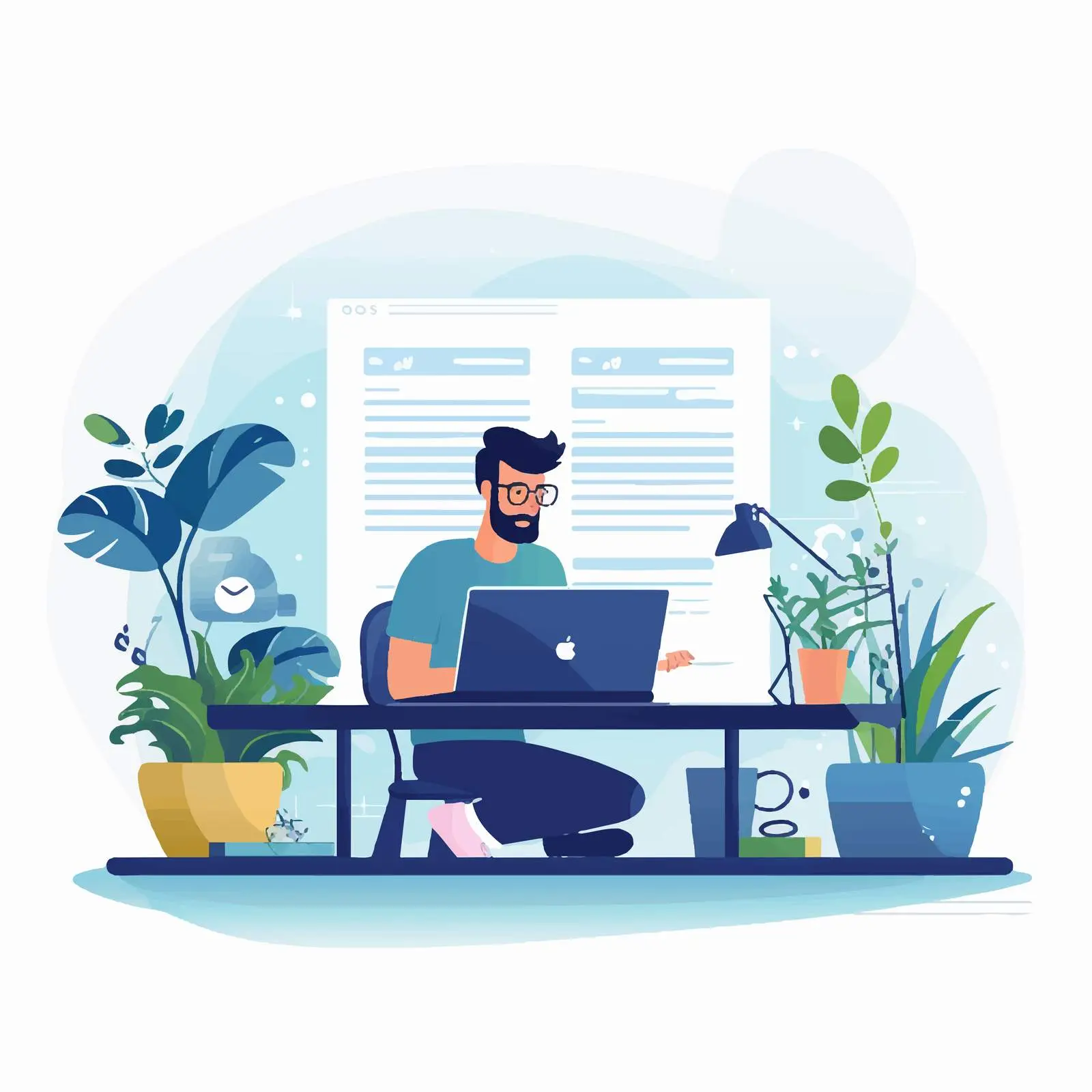 Blogger Creating New Post at Computer — free download from Dotvec