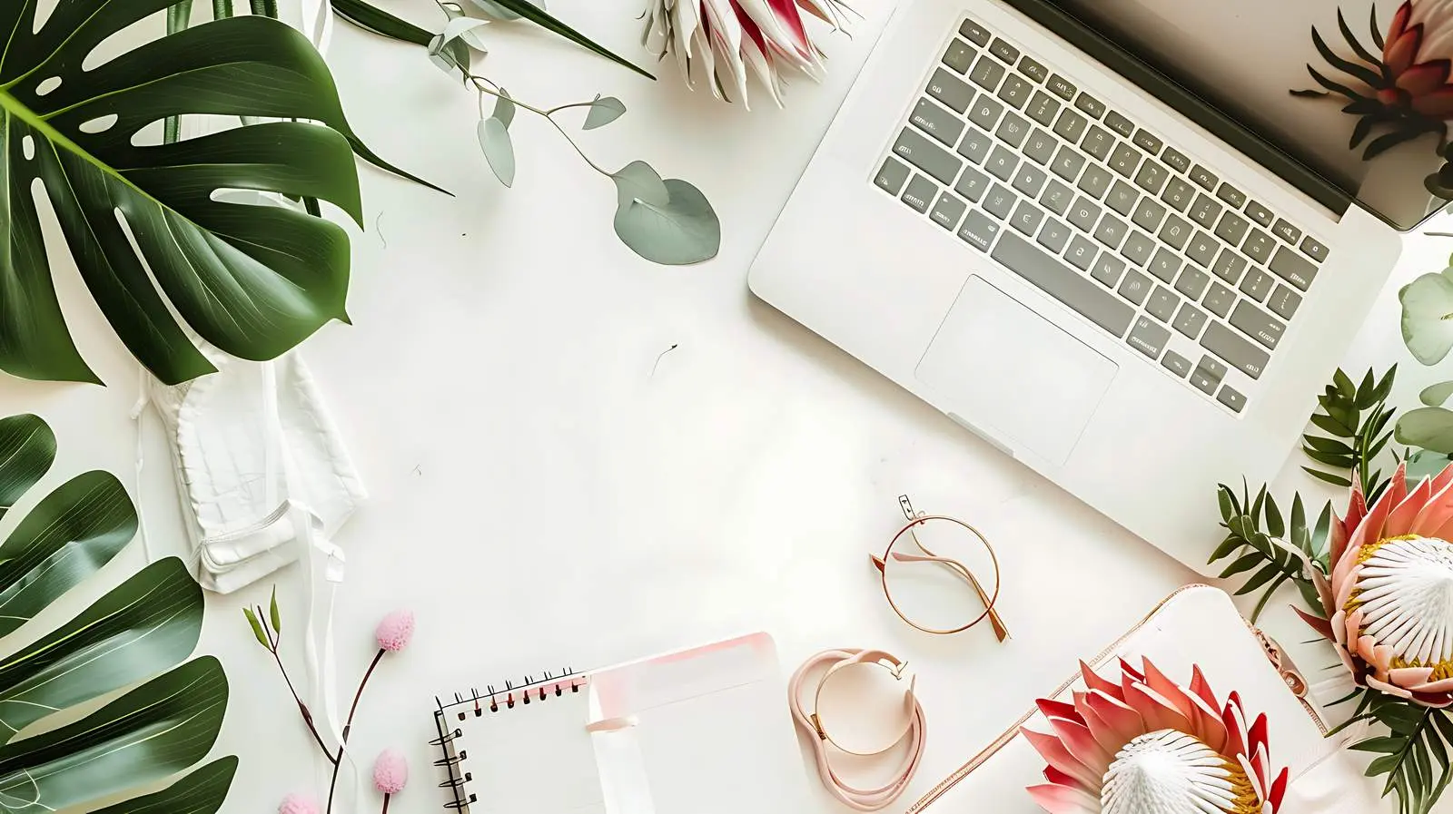 Freelancer Workspace with Laptop and Protea — free download from Dotvec
