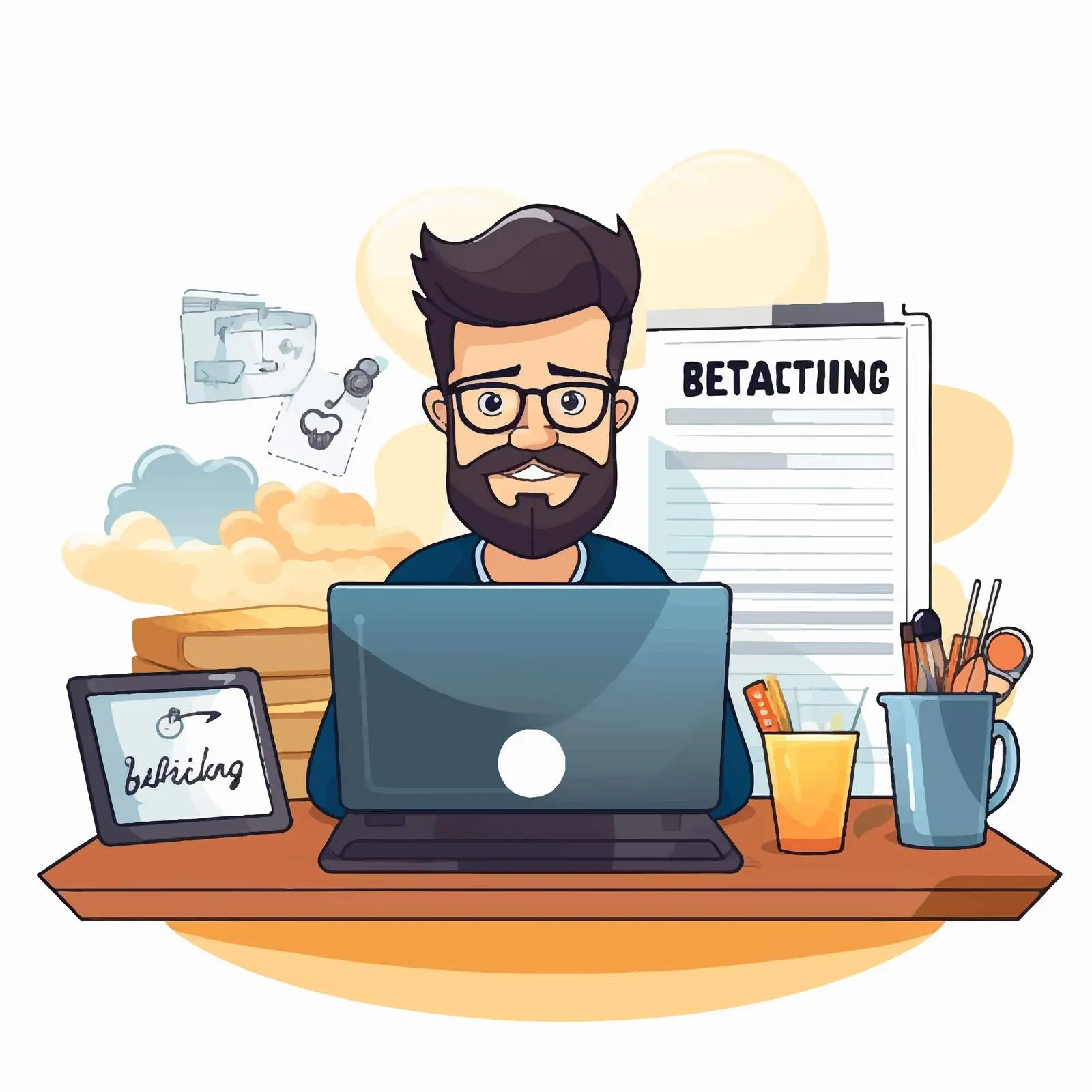 Blogging Concept Car Vector Illustration — free download from Dotvec