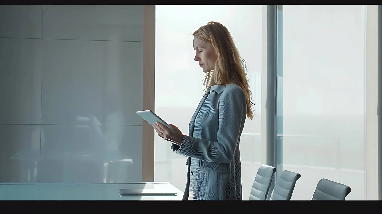 Professional Businesswoman with Tablet in Conference Room — free download from Dotvec