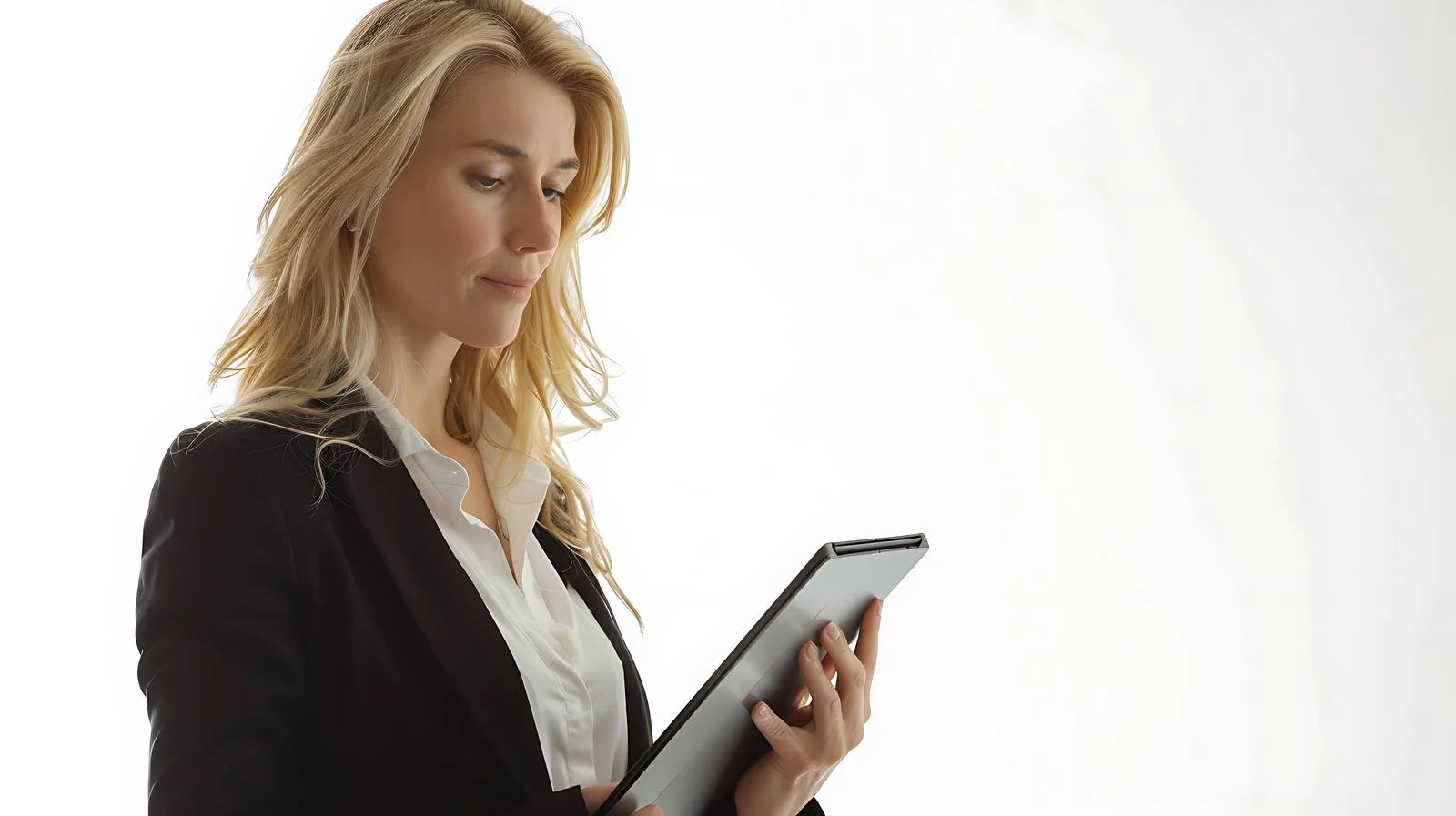 Businesswoman in Conference Room with Tablet — free download from Dotvec