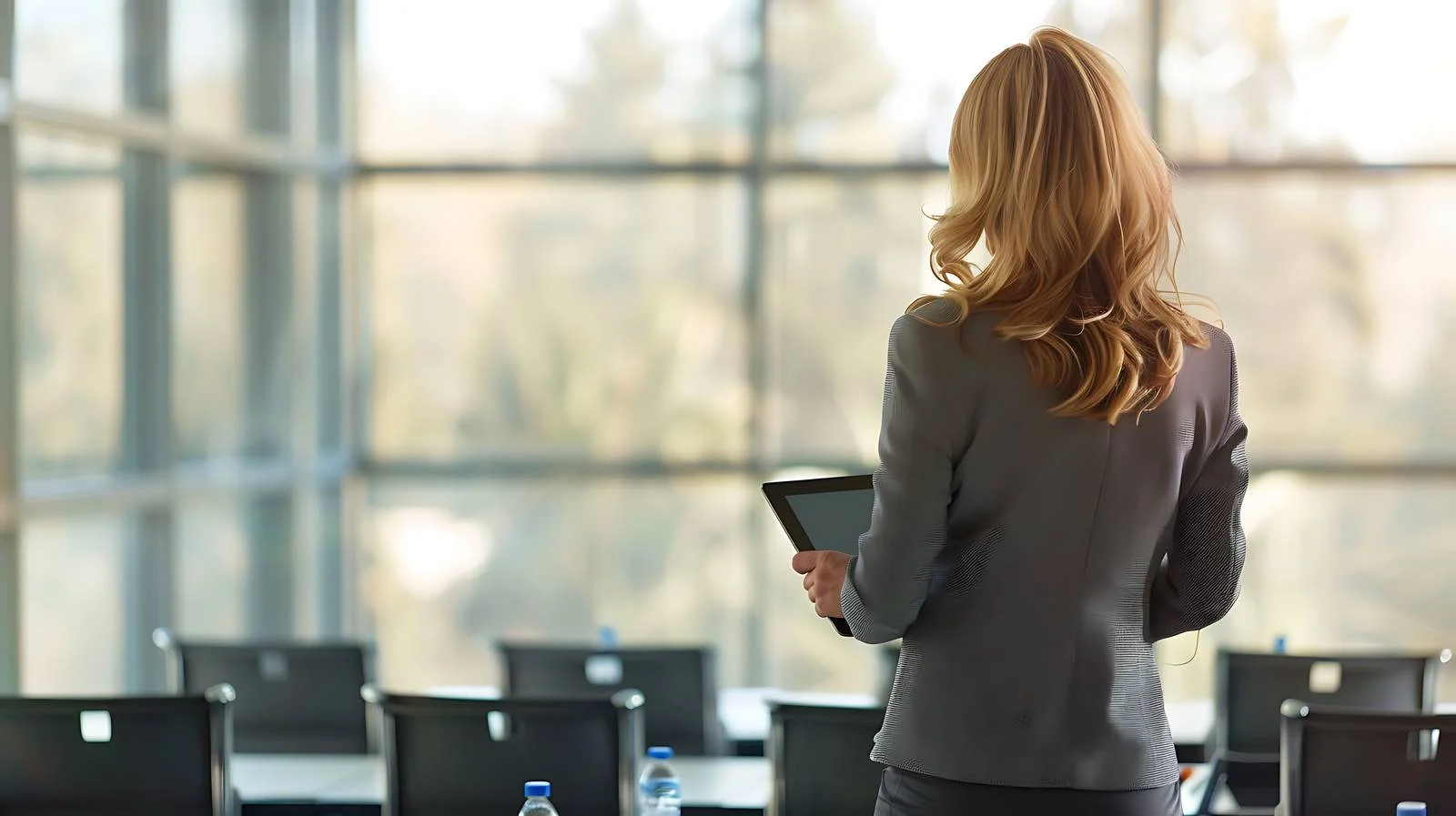 Professional Woman in Conference Room with Tablet — free download from Dotvec