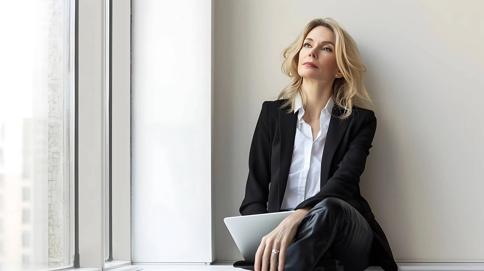 Professional Businesswoman Working Near Window — free download from Dotvec