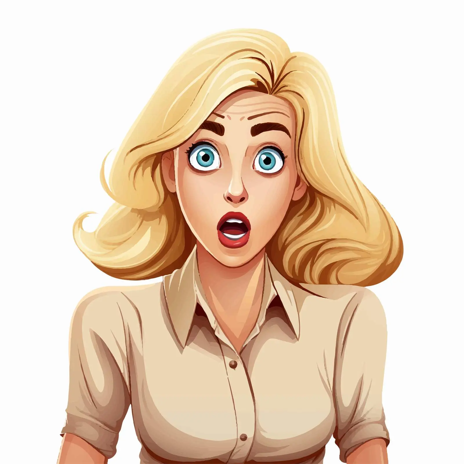 Shocked Blonde Character Vector Illustration — free download from Dotvec