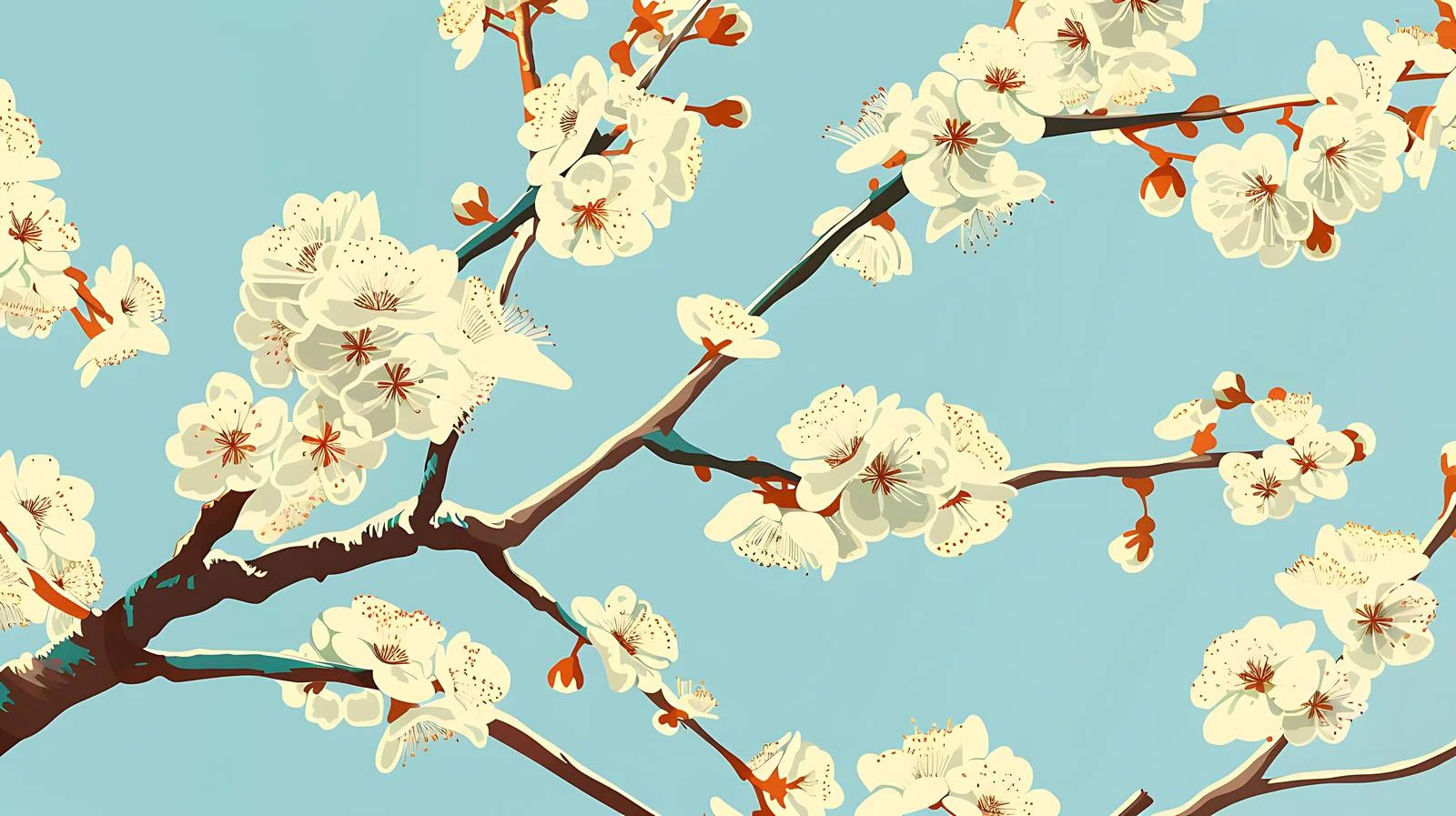 Cherry Plum Blossoms Adorned Background Scene — free download from Dotvec