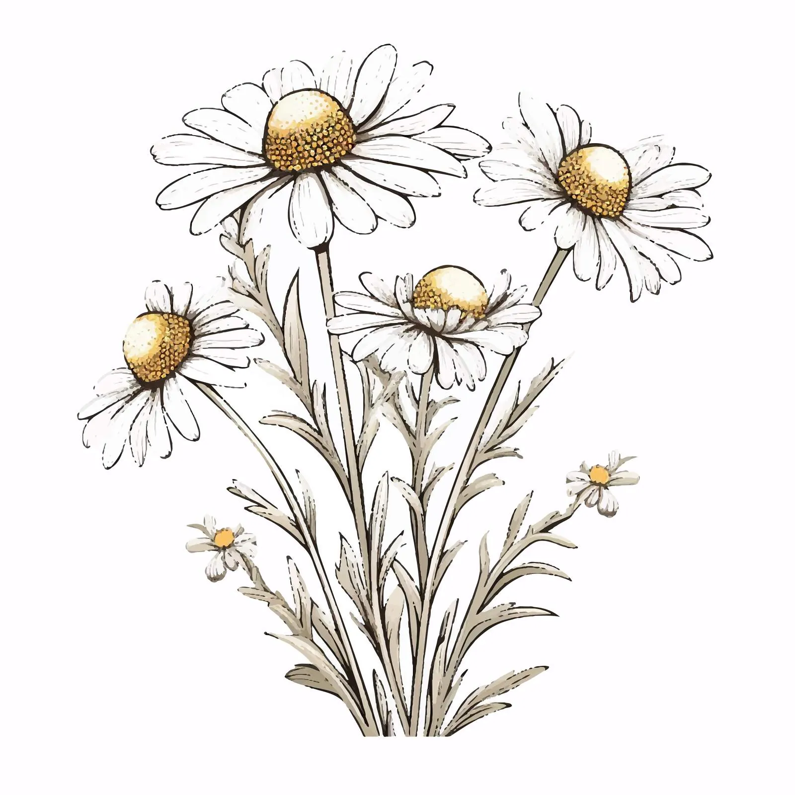 Blooming Chamomile Flower Botanical Illustration — free download from Dotvec