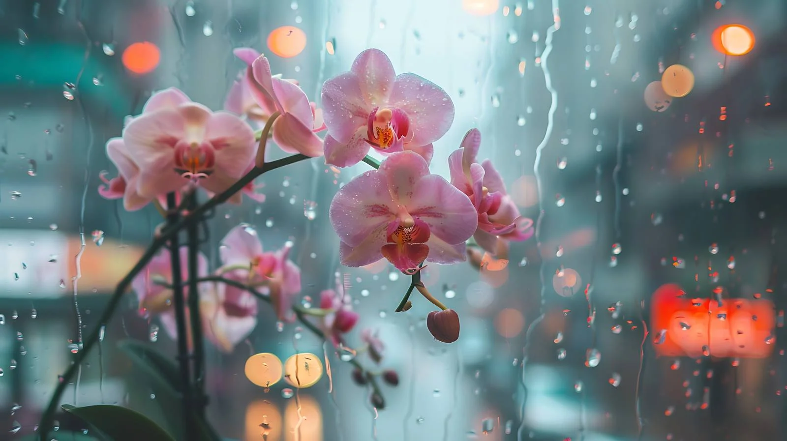 Vibrant Orchids in Window Frame Glow — free download from Dotvec