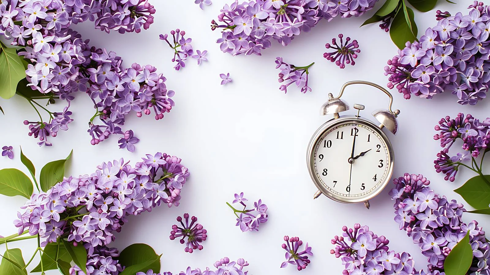 Spring Blossoms Clock Lilac Background — free download from Dotvec