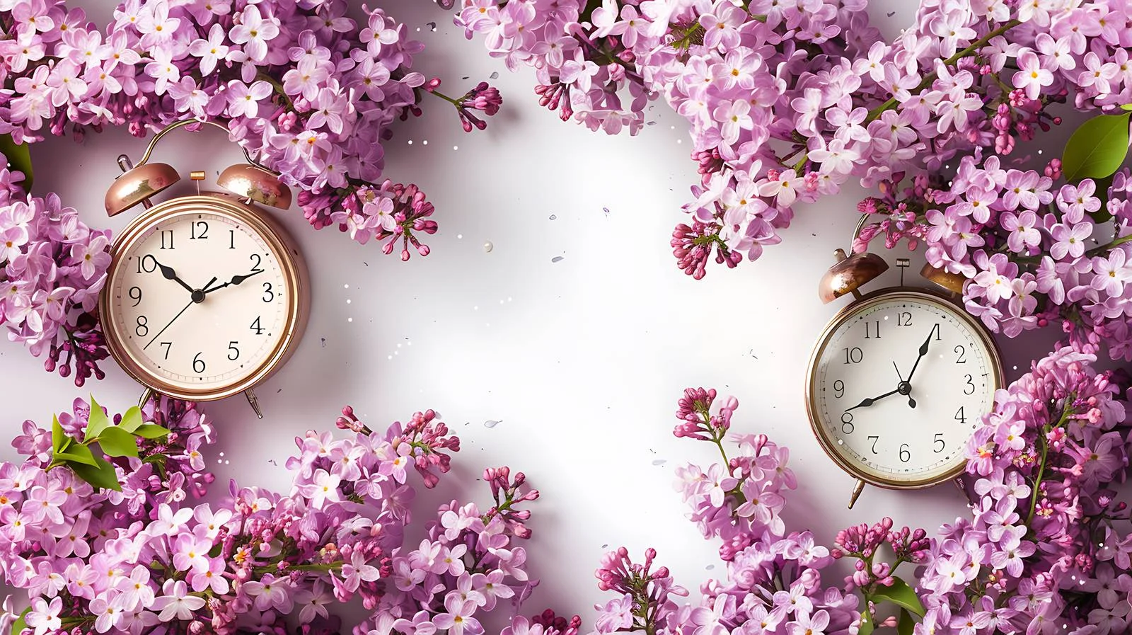 Spring Branches Clock Lilac Background — free download from Dotvec