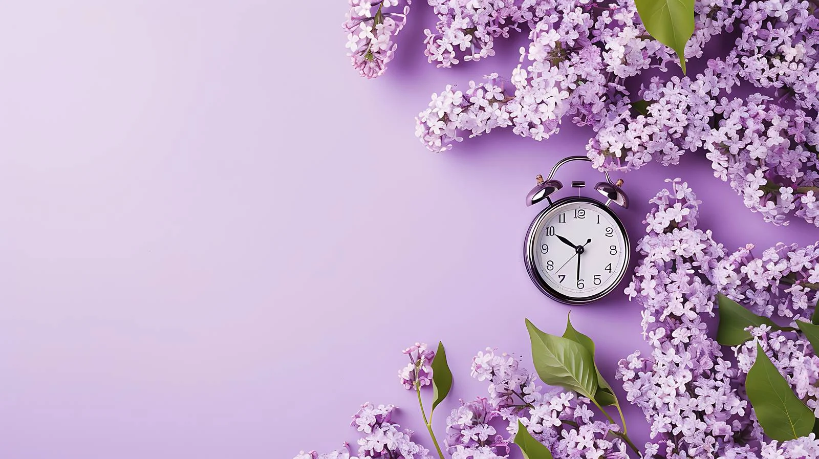 Springtime Clock and Lilac Branches — free download from Dotvec