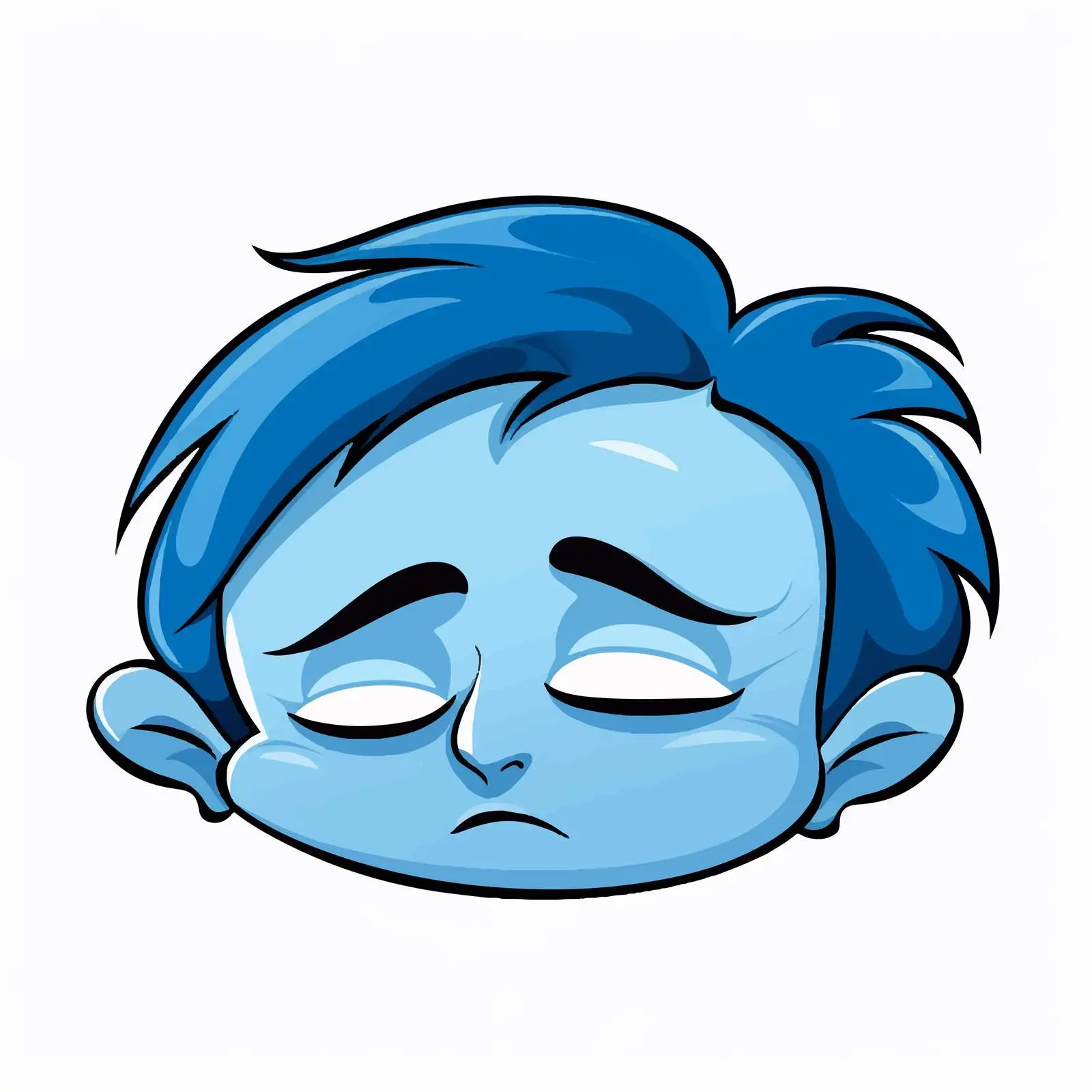 Sleepy Blue Cartoon Face Vector Illustration – free blue vector image from Dotvec