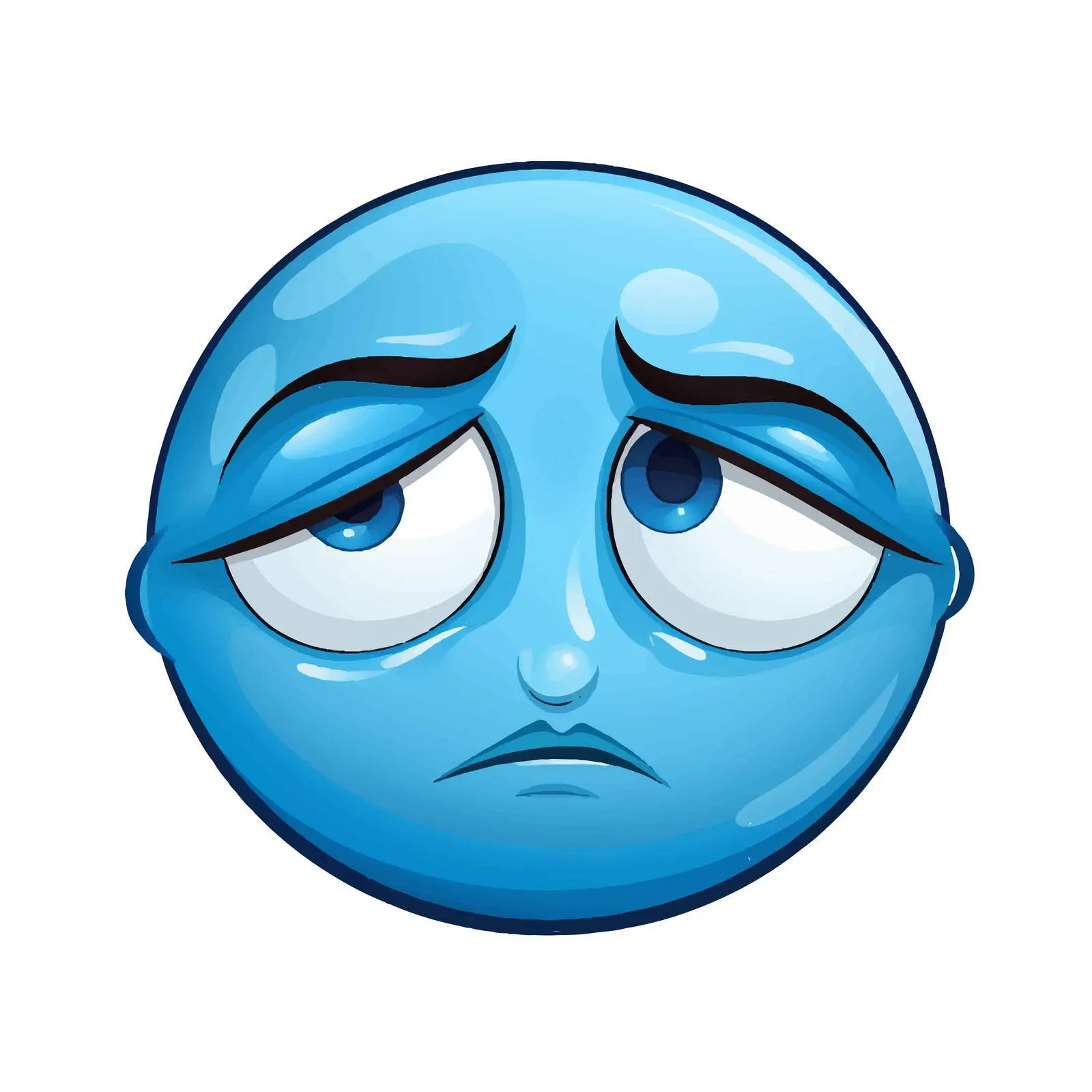 Sleepy Blue Cartoon Face Vector Illustration – free adorable character image from Dotvec