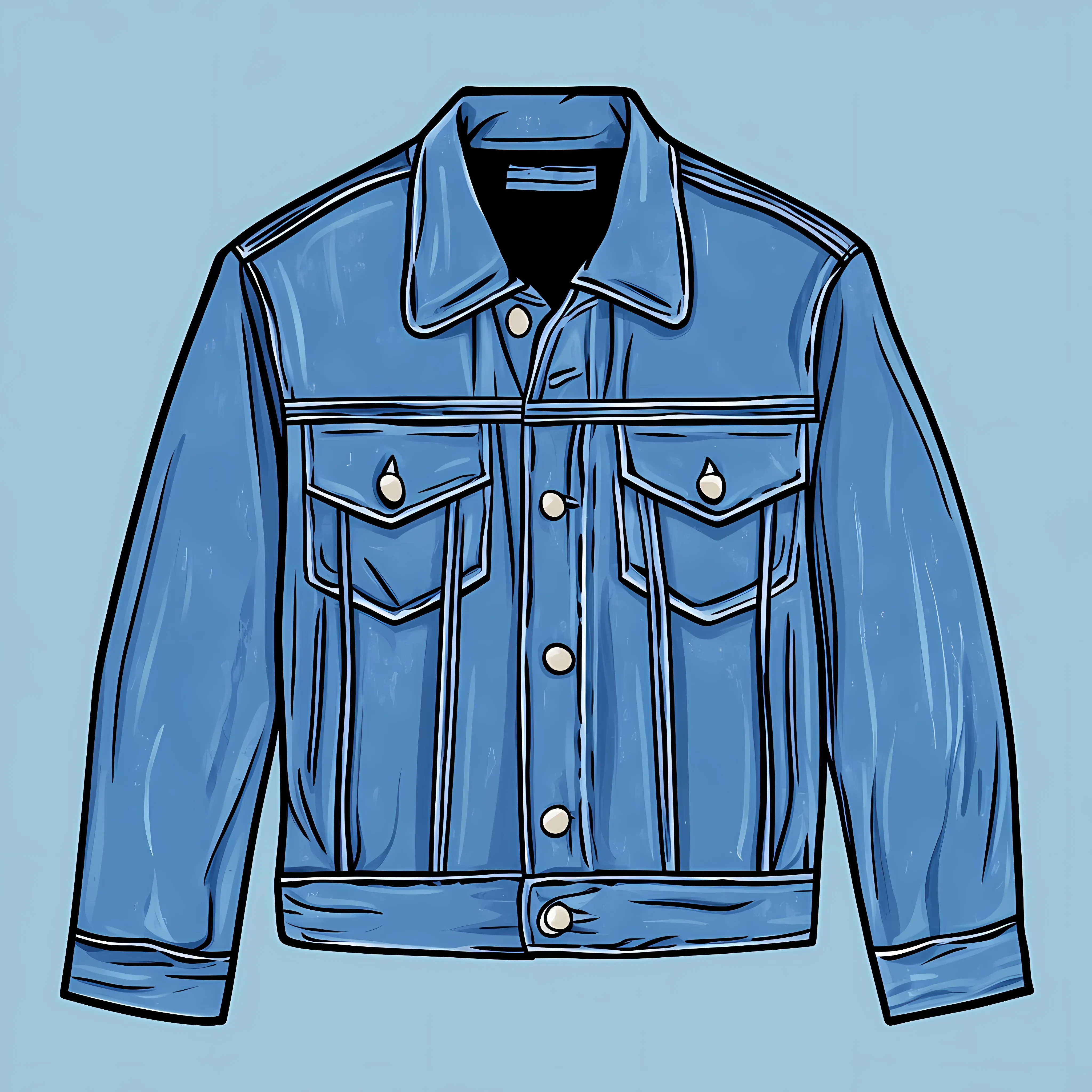 Cartoon Blue Denim Jeans Jacket Illustration – free youthful fashion image from Dotvec