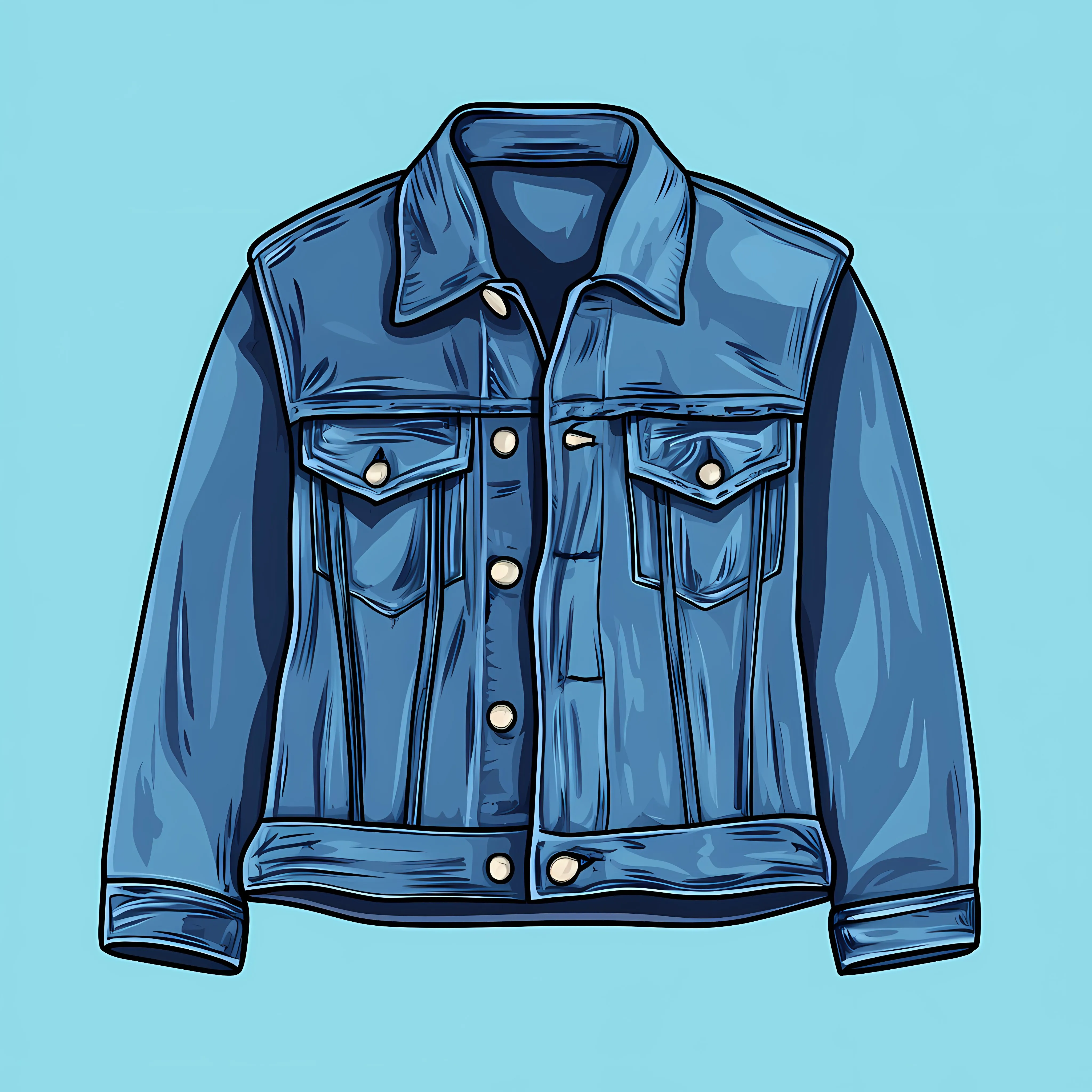 Blue Denim Jeans Jacket Cartoon Illustration — free download from Dotvec