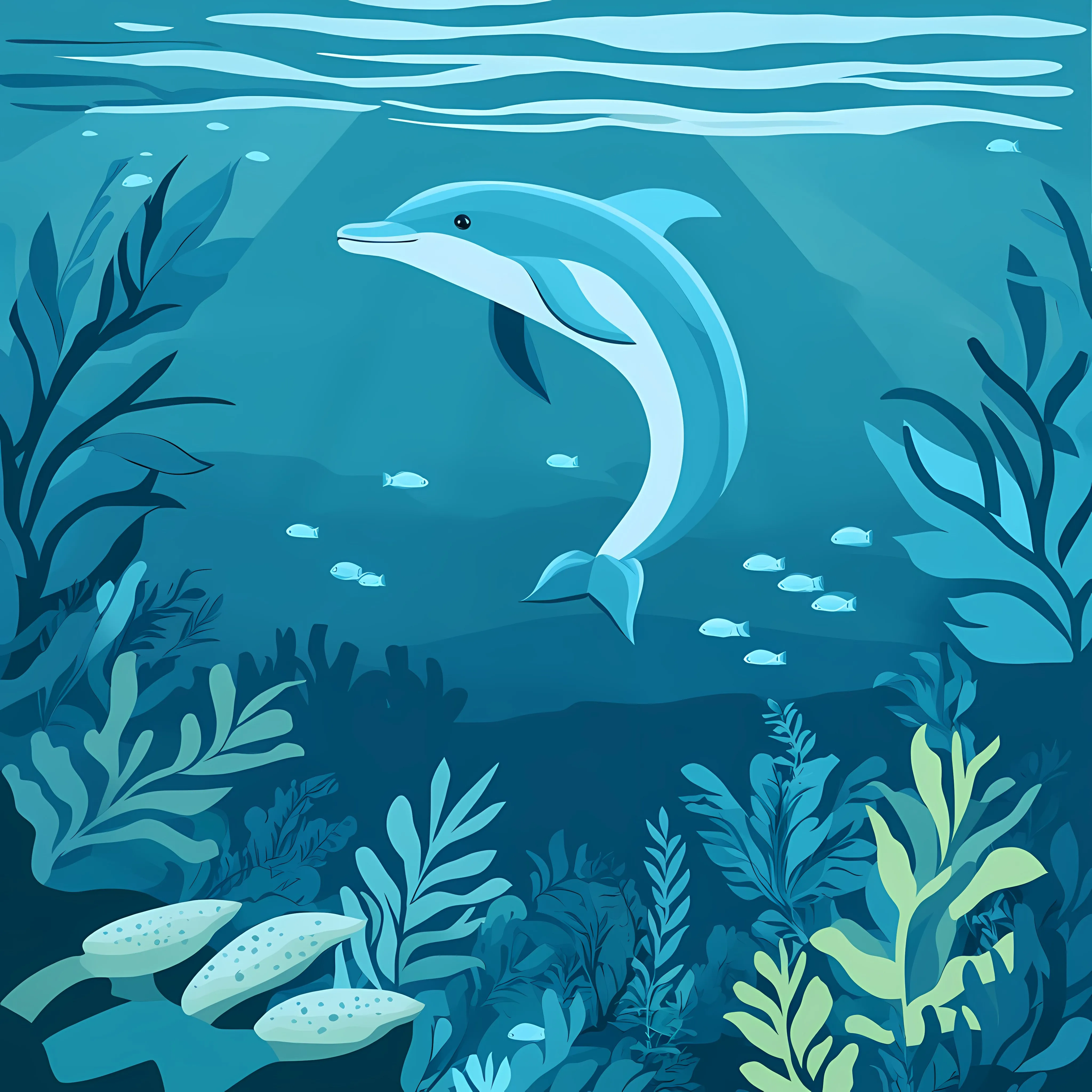 Blue Dolphin Sea Life Vector Illustration — free download from Dotvec