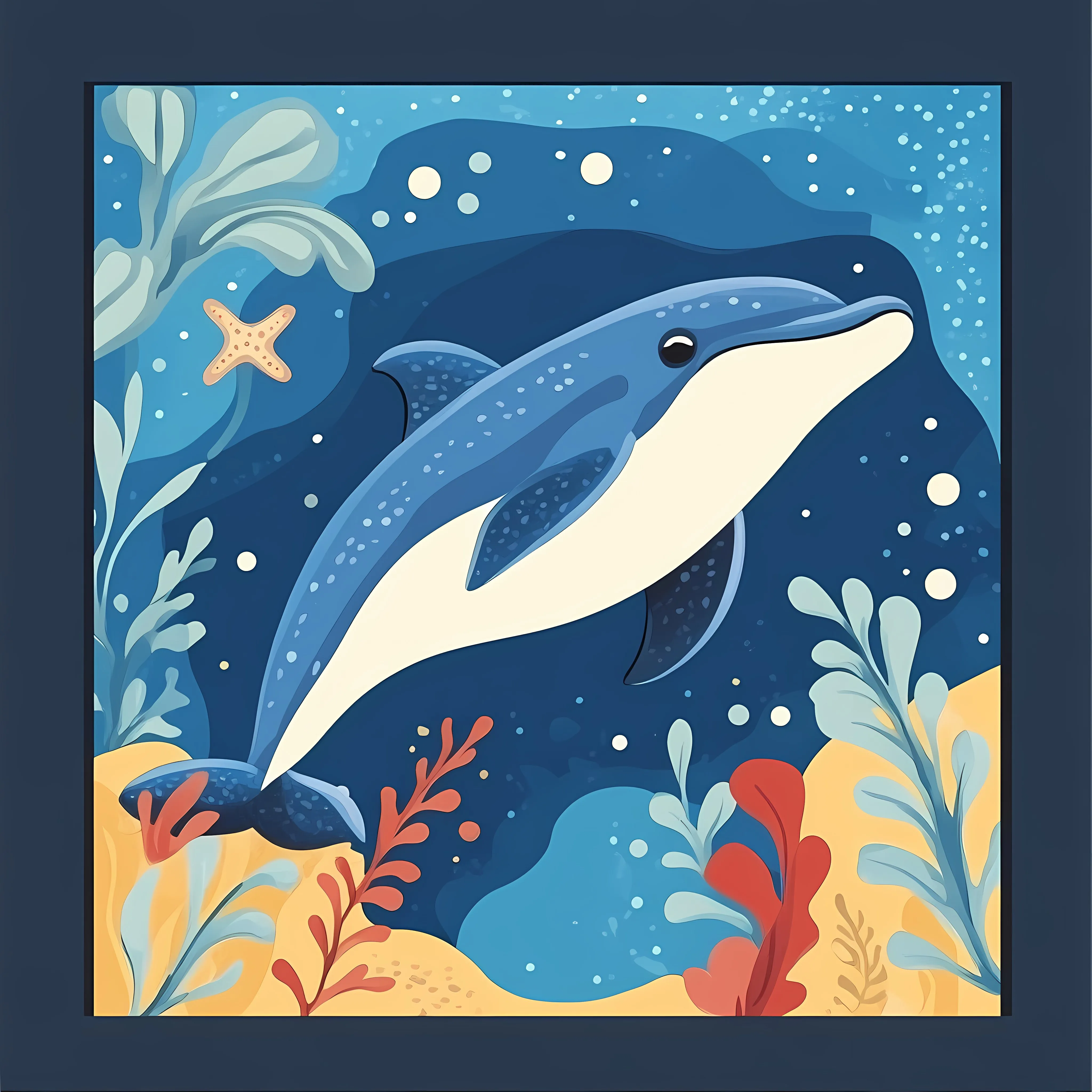 Flat Vector Illustration of Blue Dolphin in Sea Life — free download from Dotvec
