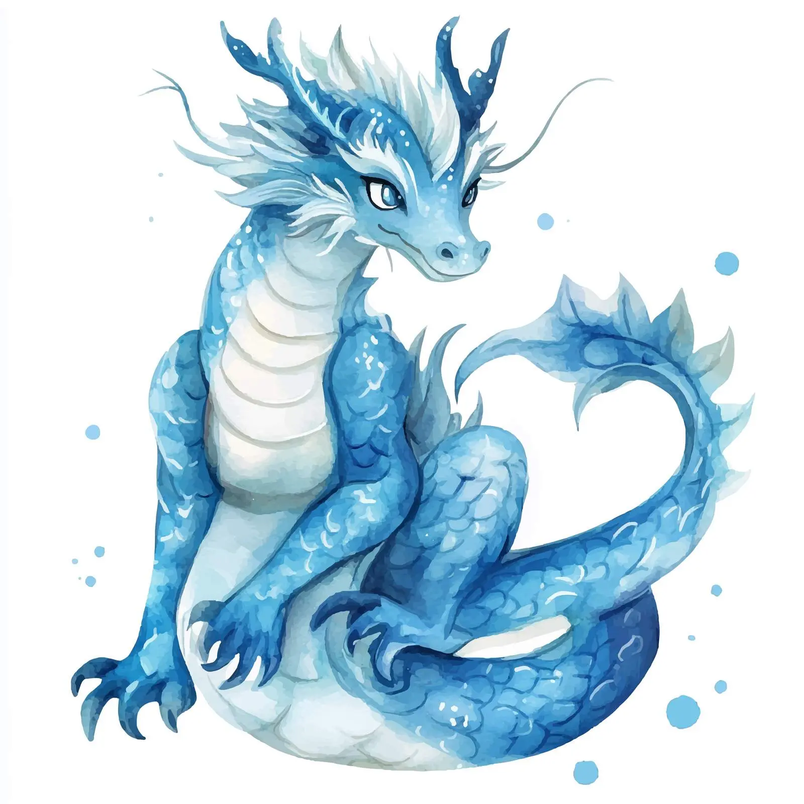 Blue Dragon New Year Watercolor Illustration – free luck image from Dotvec