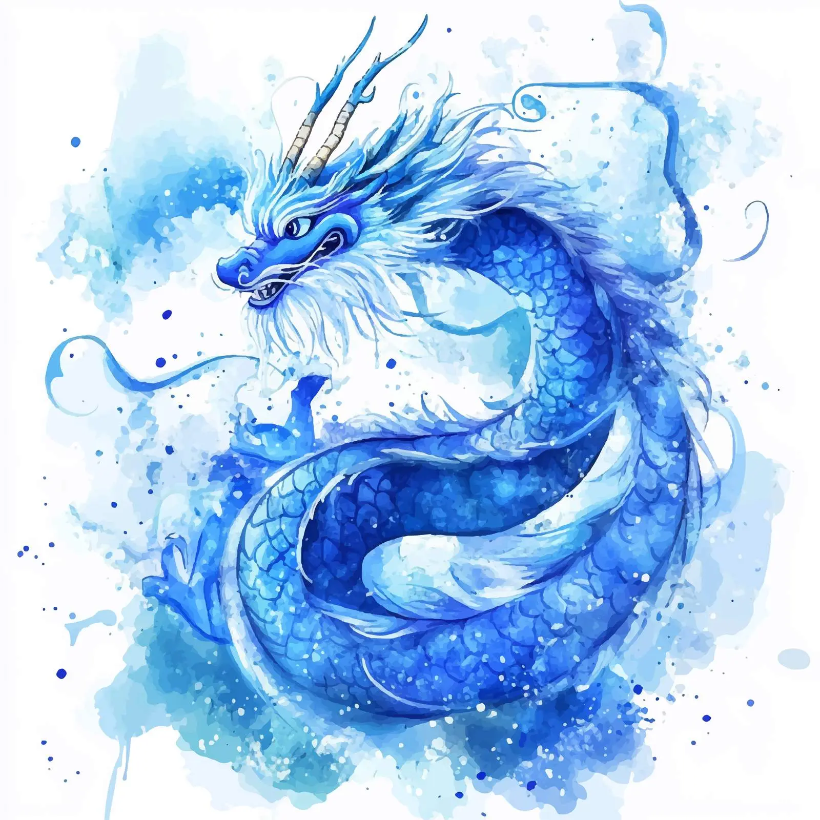 Watercolor Blue Dragon New Year Symbol Illustration – free chinese zodiac image from Dotvec