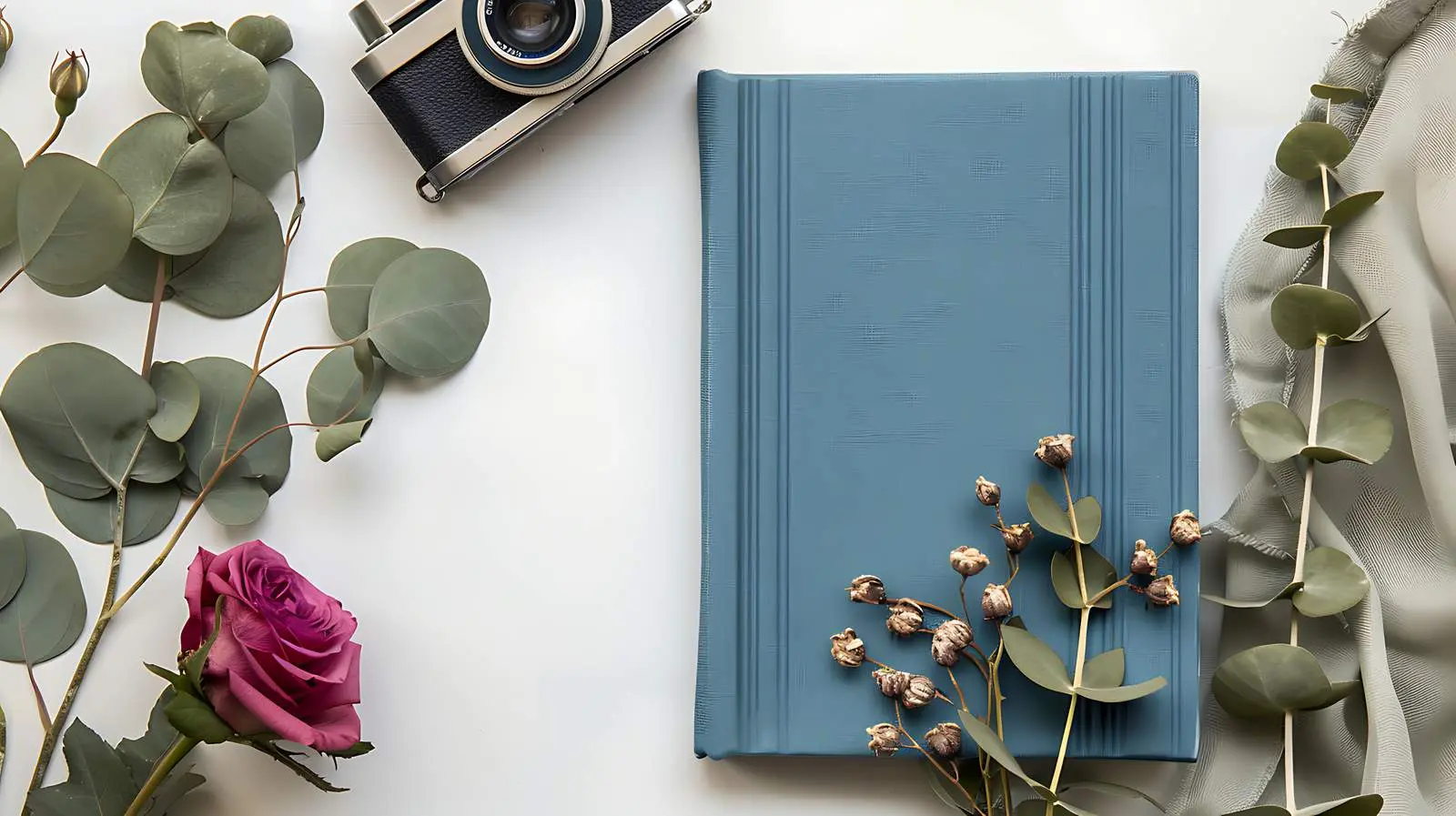 Blue Family Wedding Photo Album with Text Space — free download from Dotvec