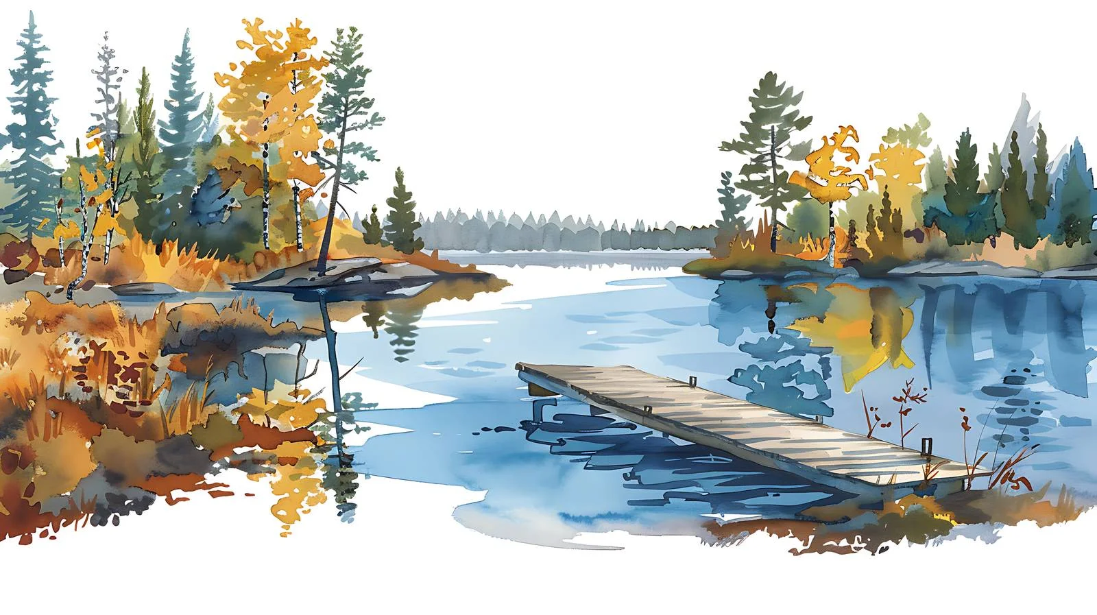 Tranquil Blue Lake Shoreline with Pines — free download from Dotvec