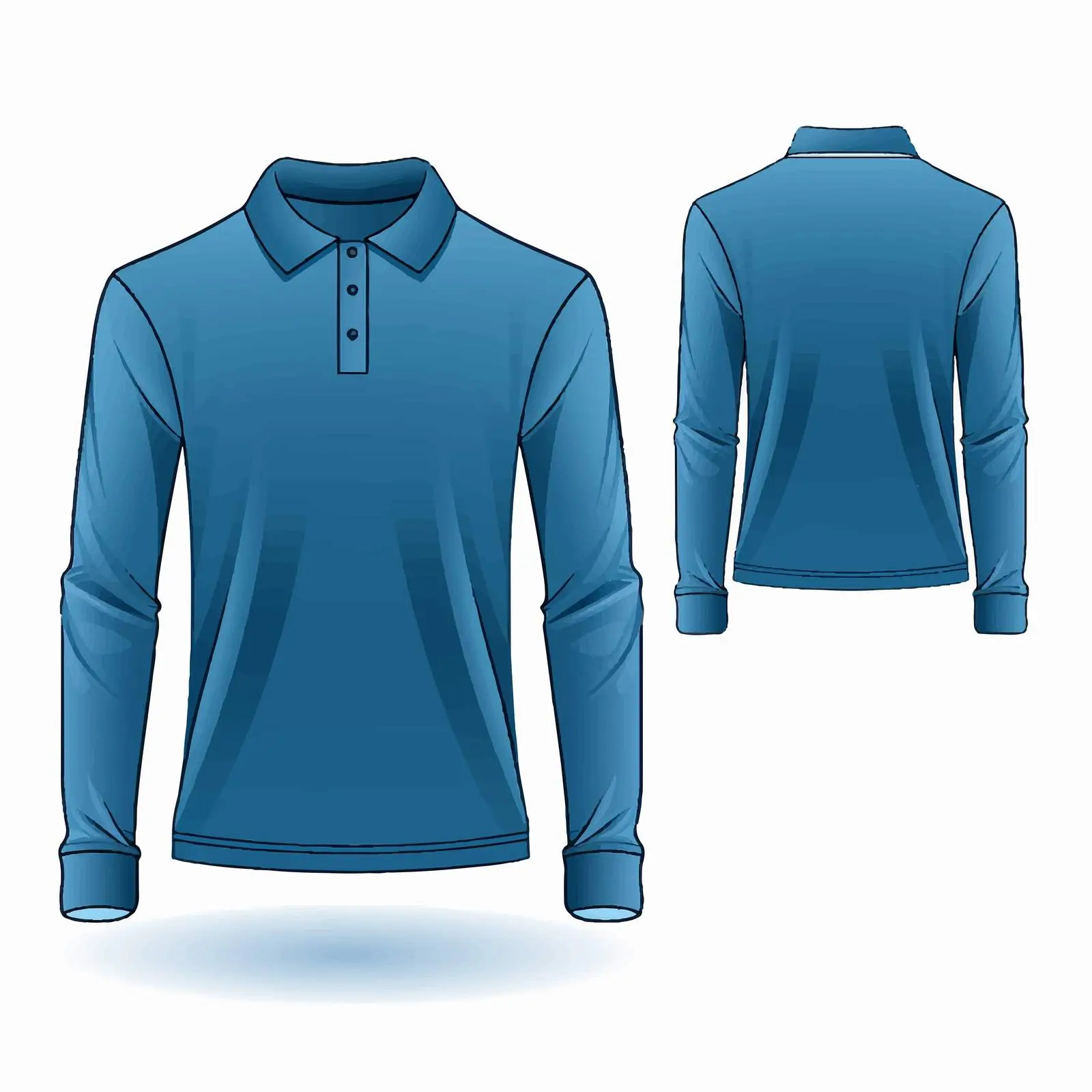 Blue Long Sleeve Polo Shirt Vector Illustration – free outdoor clothing image from Dotvec
