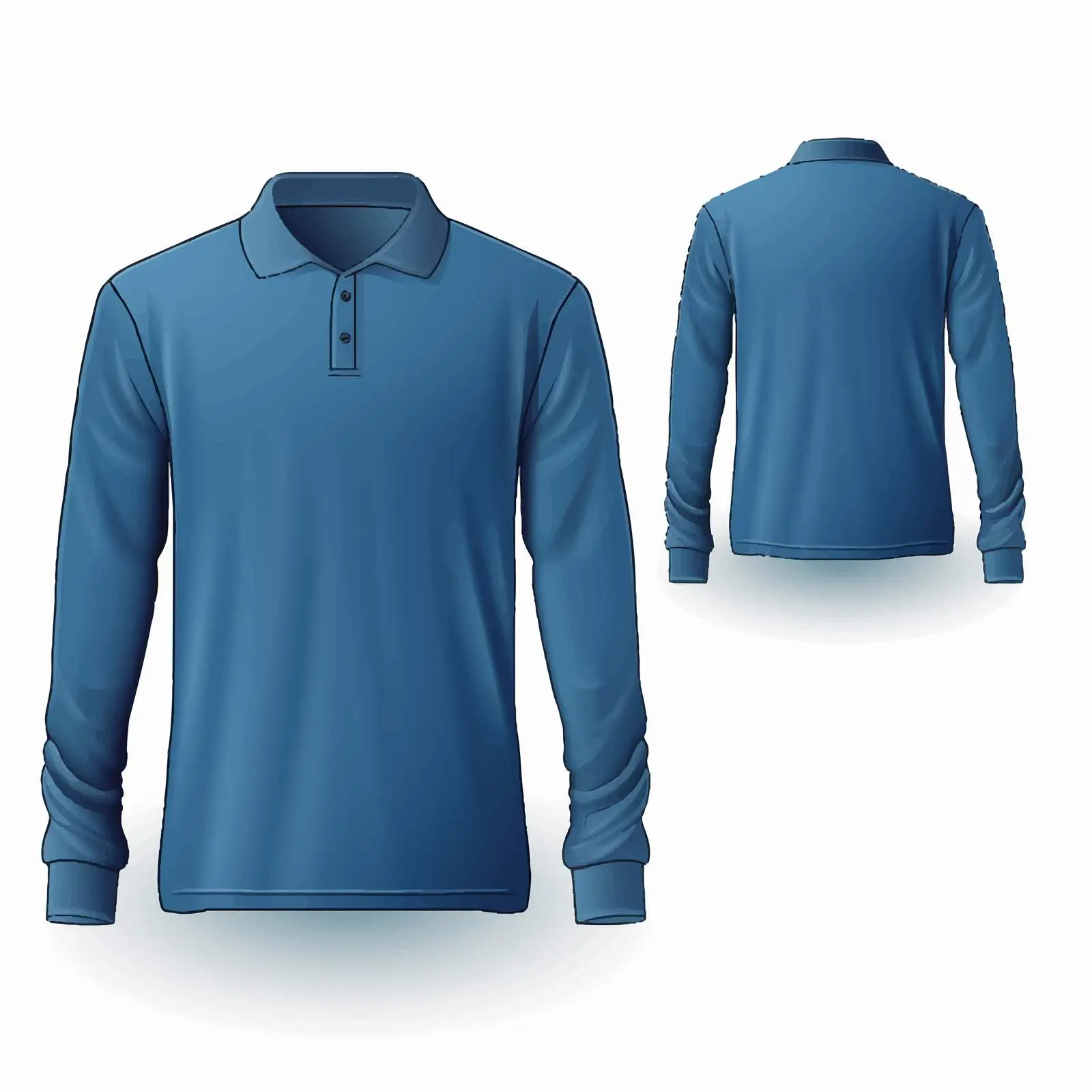 Blue Long Sleeve Polo Shirt Illustration — free download from Dotvec