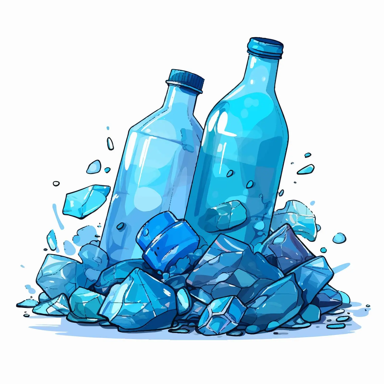 Isolated Blue Plastic Bottle Pieces Vector — free download from Dotvec