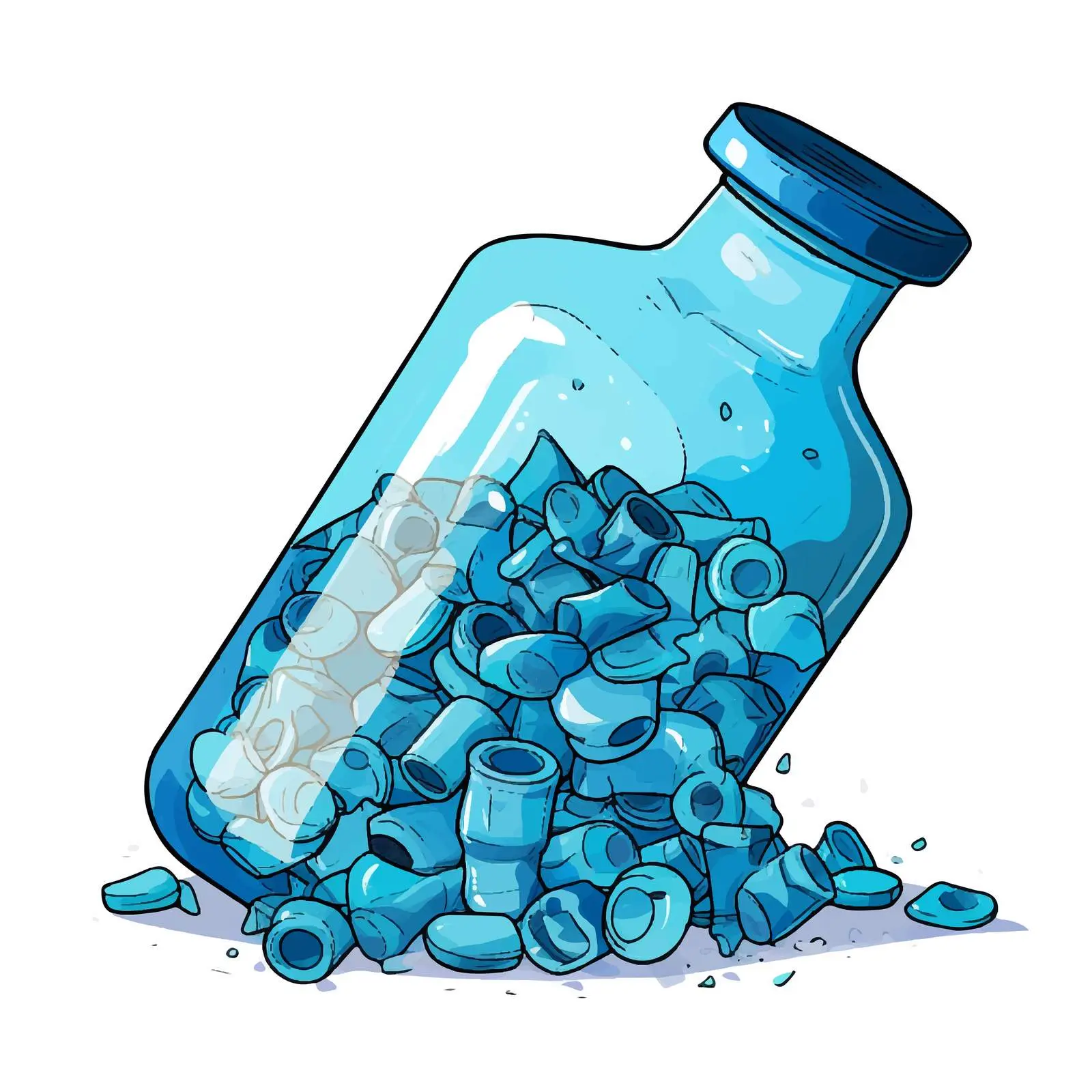 Isolated Blue Plastic Bottle Pieces for Design – free modular design image from Dotvec